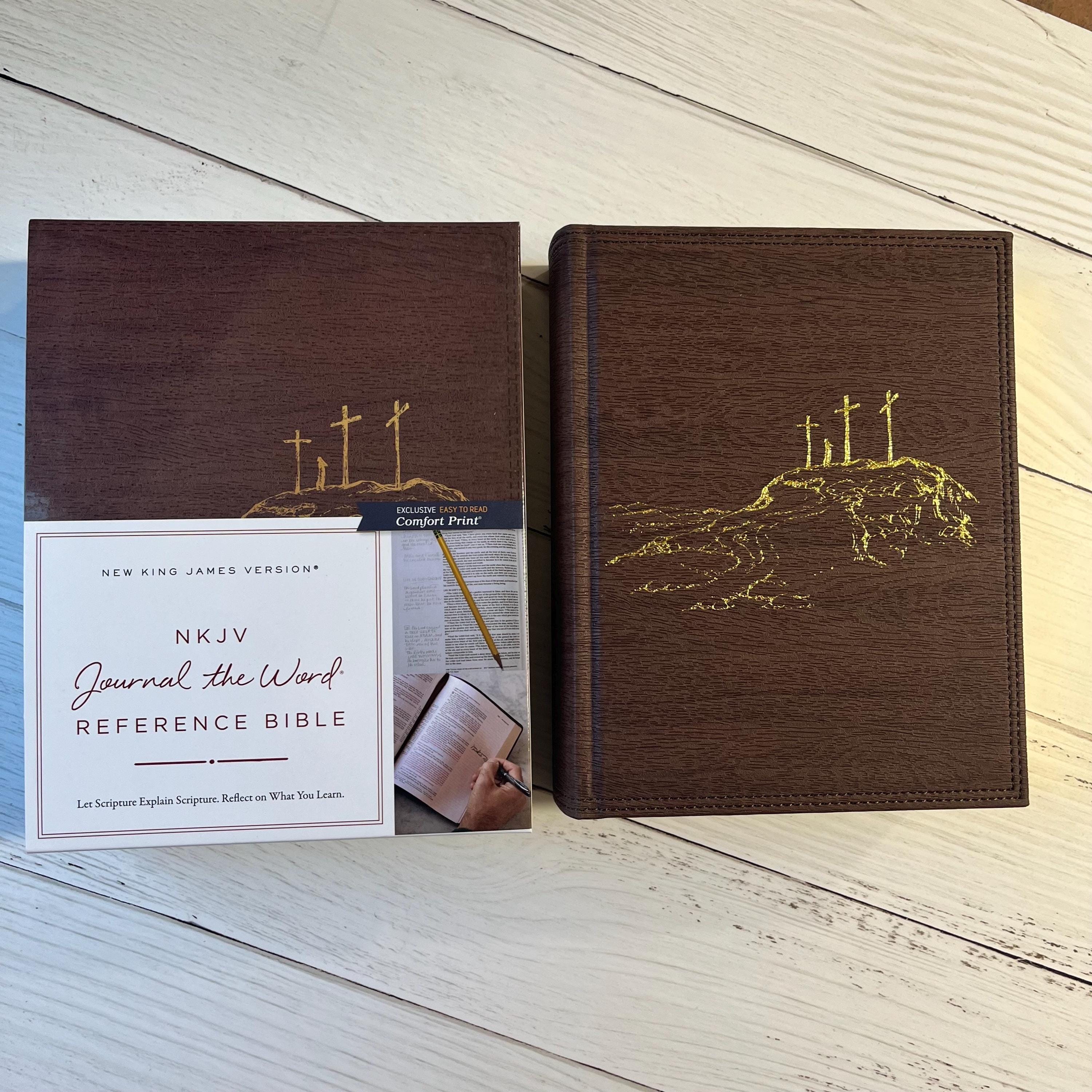 Personalized NKJV Journal the Word Reference Bible Brown LeatherSoft