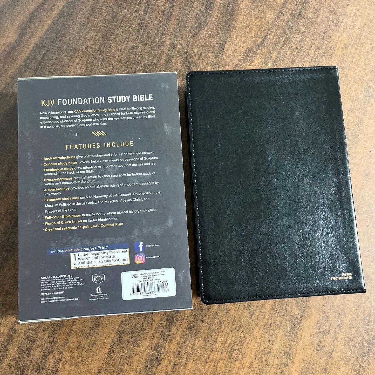 Personalized KJV Large Print Foundation Study Bible Thumb Indexed - Black LeatherSoft, Custom Imprinted with a name, 9780785260363