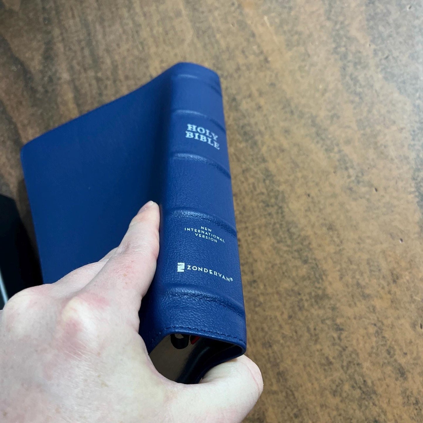 Personalized NIV Goatskin Leather Bible - Single Column Reference Wide Margin Bible Personal Size - Blue Goat Genuine Leather 9780310461135