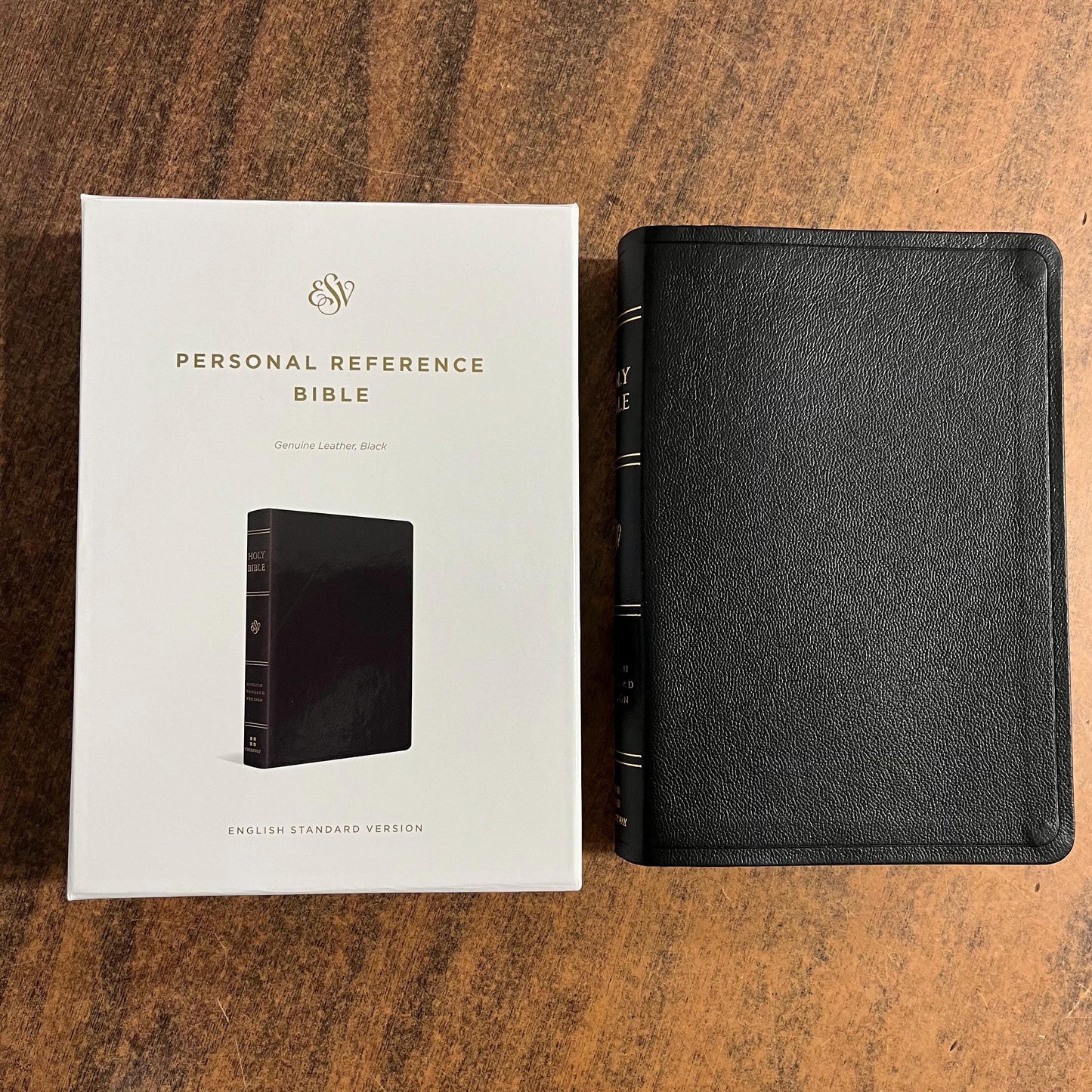 Personalized ESV Personal Size Reference Bible - Black Genuine Leather - Custom Imprinted with a  name engraved, Single Column 9781433598296