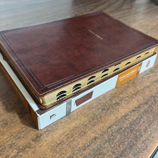 Personalized KJV Giant Print Thinline Bible Thumb Indexed - Brown LeatherSoft, Custom Imprinted with name, 9780785231660