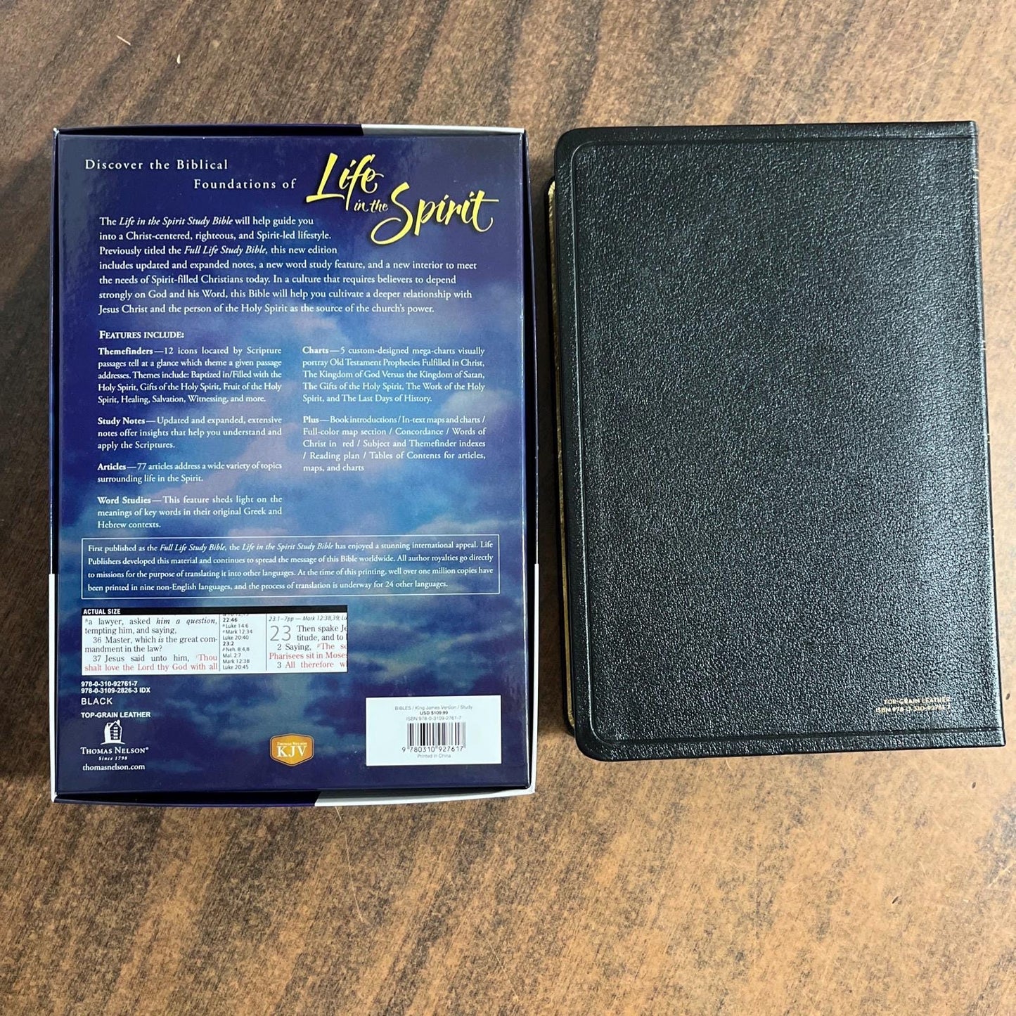 Personalized KJV Life In The Spirit Study Bible - Black Top Grain Genuine Leather - Custom Imprinted with a name 9780310927617