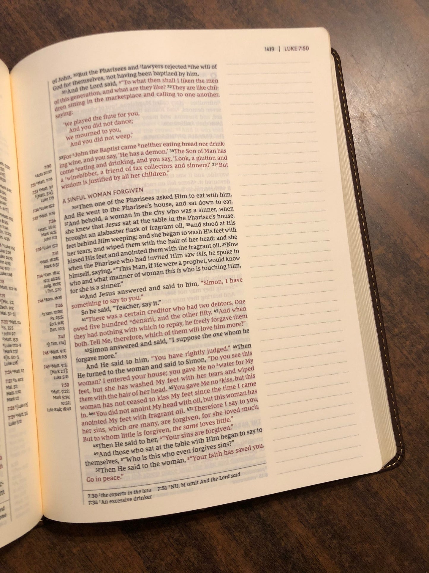 Personalized NKJV Journal the Word Reference Bible - Mahogany Brown LeatherSoft Cover - Custom Imprinted with name, 9780785220251