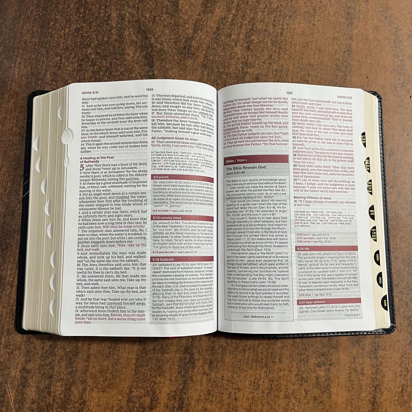 Personalized KJV Word Study Reference Bible Thumb Indexed - Black Bonded Leather, custom imprinted with a name, 9780785294962 20spaces