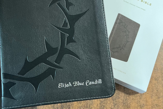 Personalized ESV Thinline Bible - Charcoal Crown Trutone - Custom Imprinted with name - 9781581348972