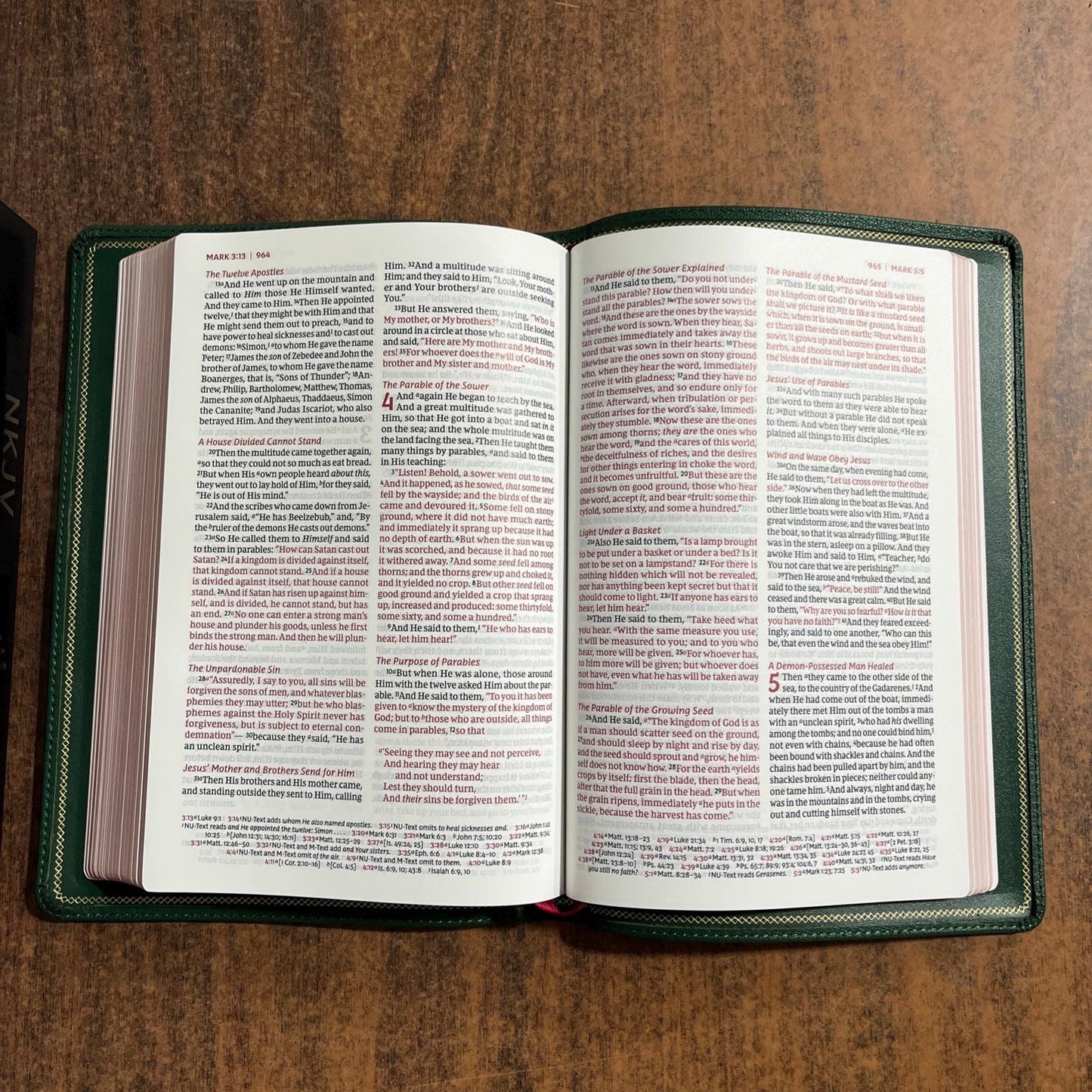 Personalized NKJV Large Print Thinline Reference Bible - Green Goatskin Premium Genuine Leather, Premier Collection, Name Imprinted