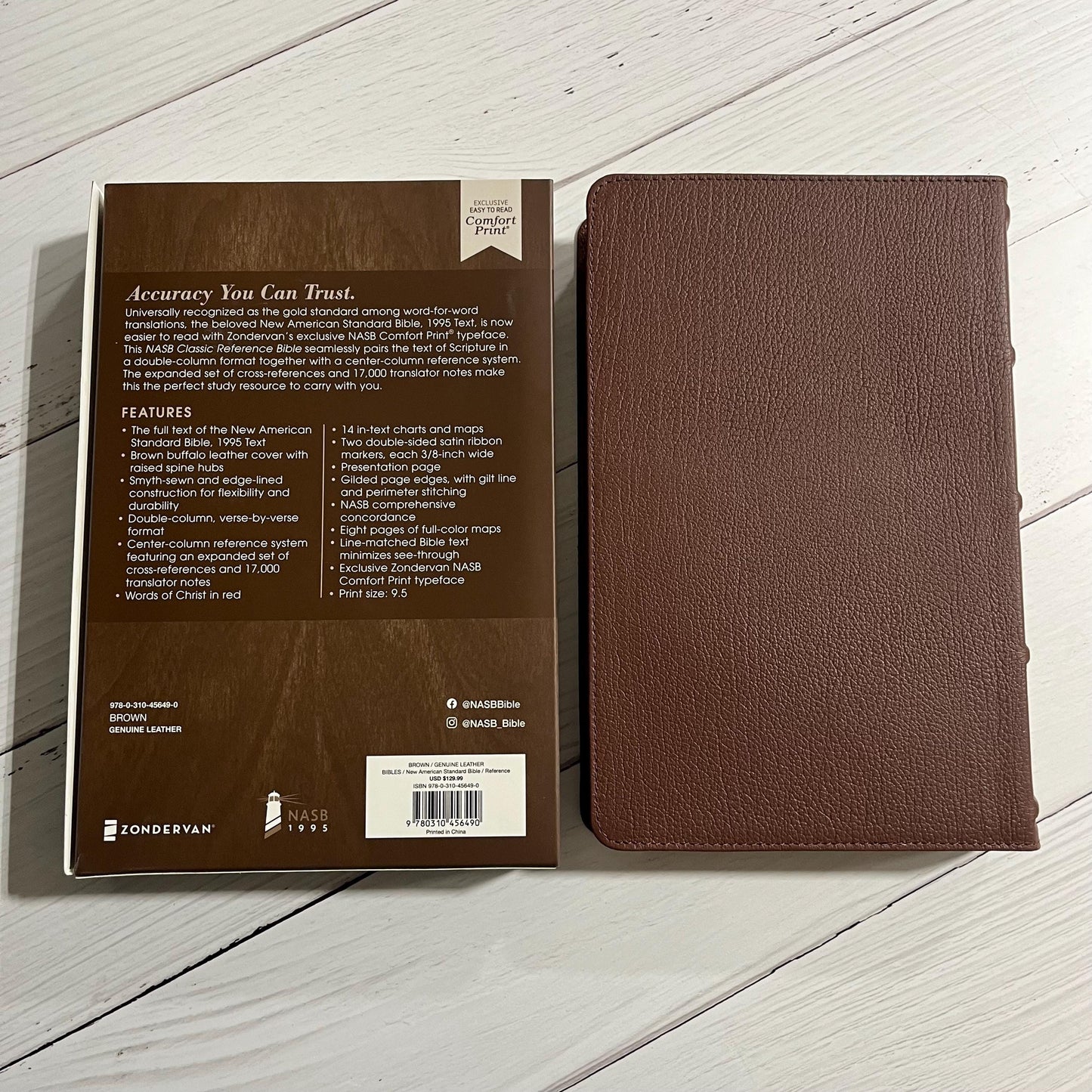 Personalized NASB Classic Reference Bible - Brown Genuine Buffalo Leather, NASB 1995, Custom Imprinted with name, ISBN 9780310456490