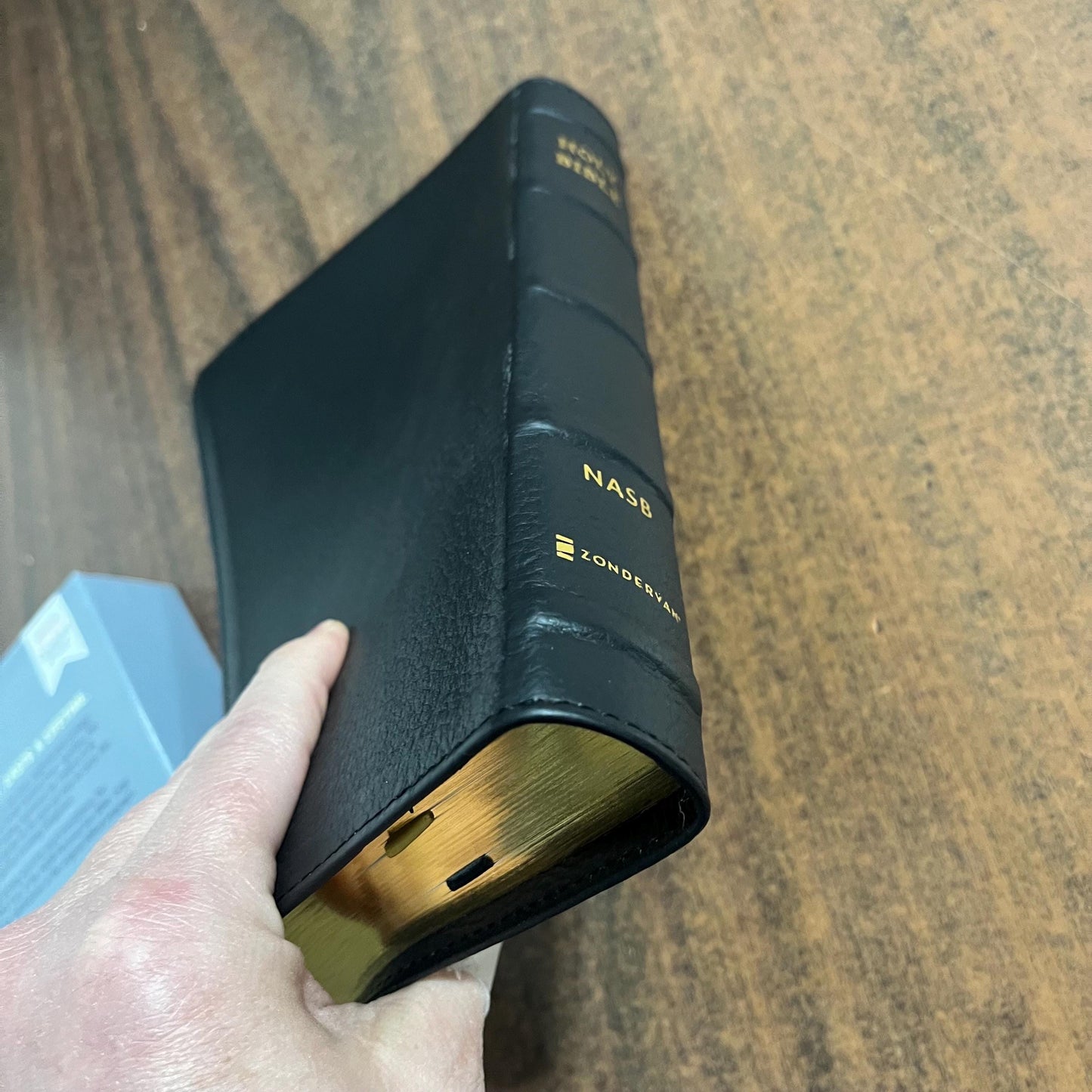 Personalized NASB Large Print Personal Size Bible Thumb Indexed - Black Genuine Calfskin Leather- Custom Imprinted, nasb 1995, 9780310465997