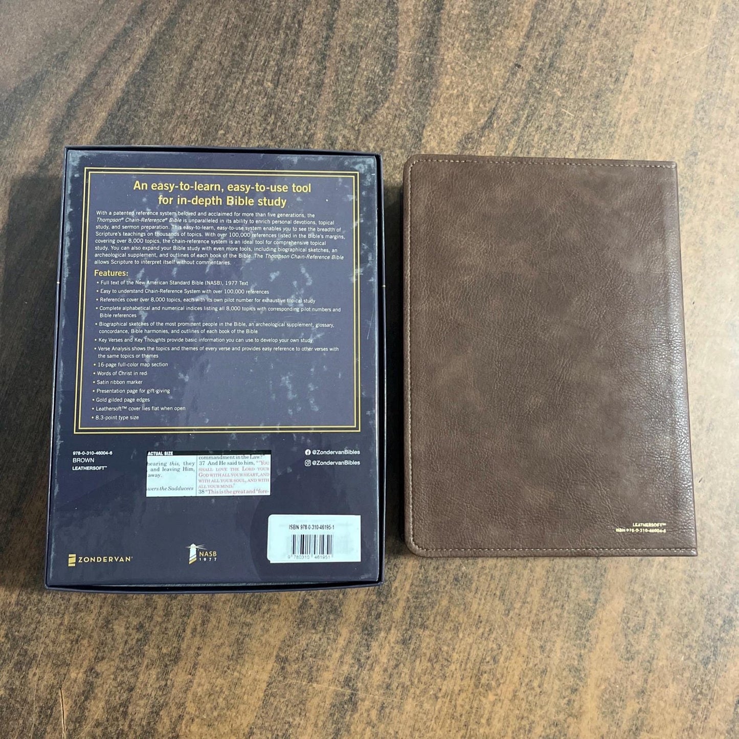 Personalized NASB Thompson Chain Reference Study Bible Thumb Indexed -Brown LeatherSoft, Custom Imprinted nasb 1977 Printed in United States