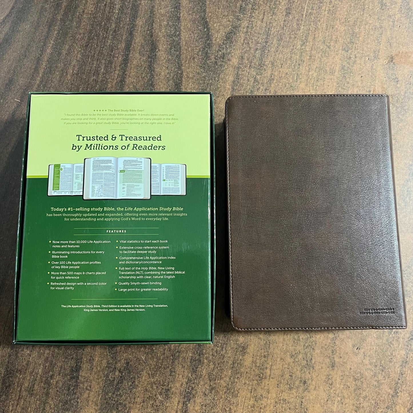 Personalized NLT Large Print Life Application Study Bible - Rustic Brown LeatherLike - Custom Imprinted with name engraved 9781496483089