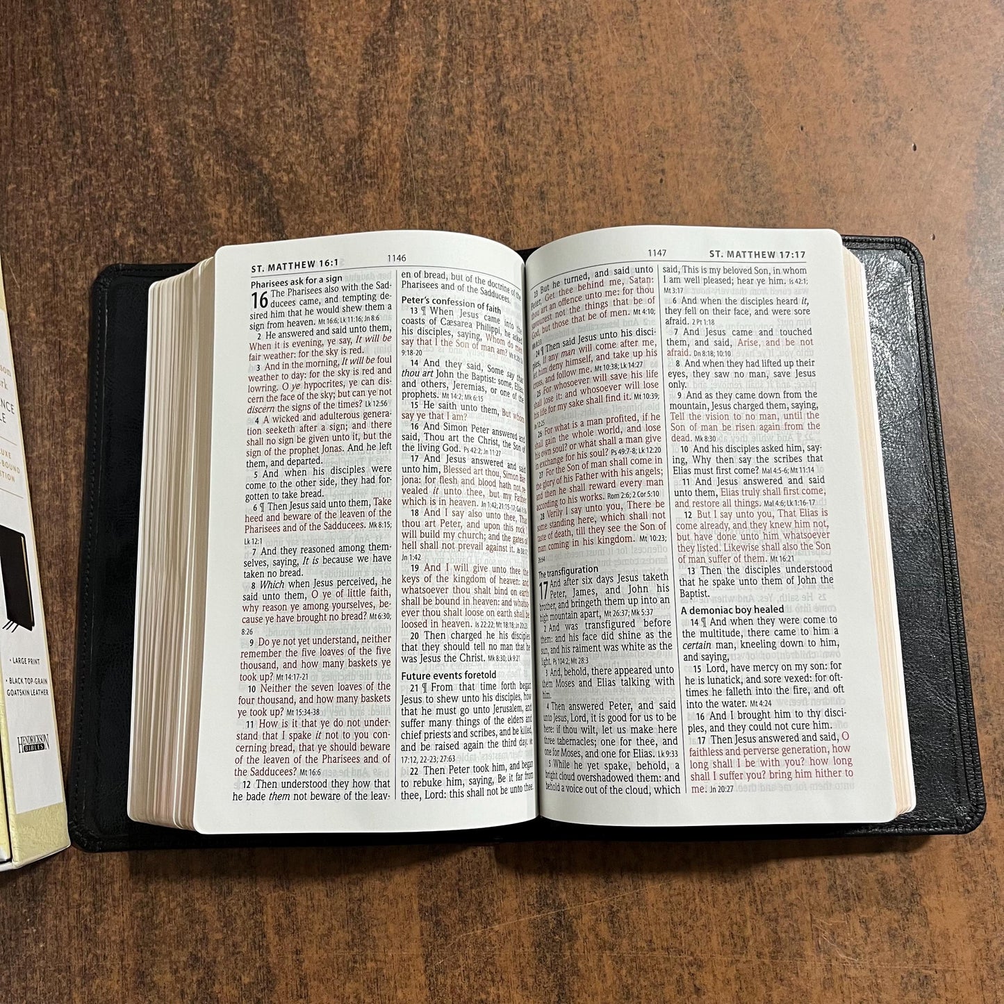 Personalized KJV Large Print Reference Bible - Black Top Grain Goatskin Genuine Leather - Custom Imprinted with name engraved, 9781683071914