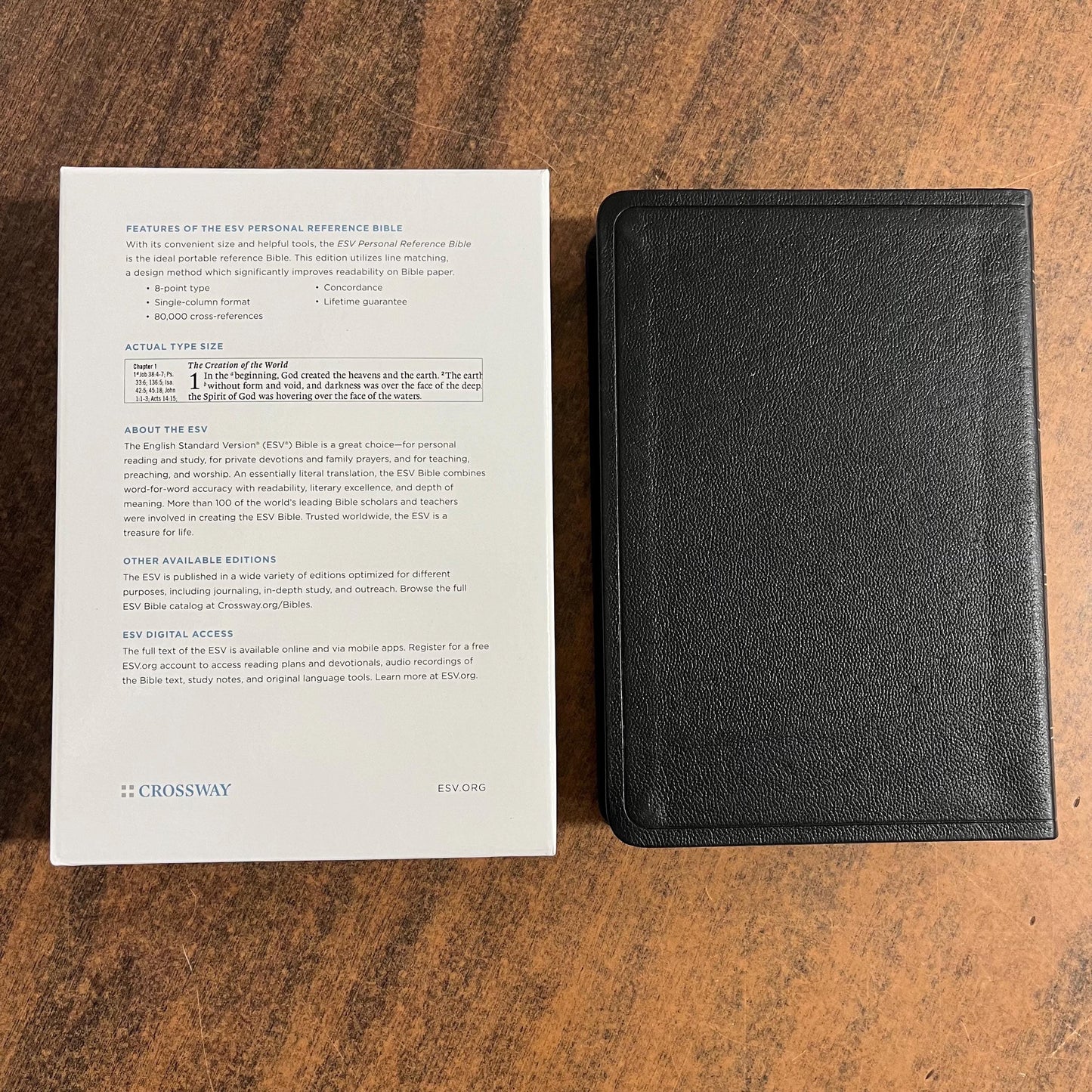 Personalized ESV Personal Size Reference Bible - Black Genuine Leather - Custom Imprinted with a  name engraved, Single Column 9781433598296