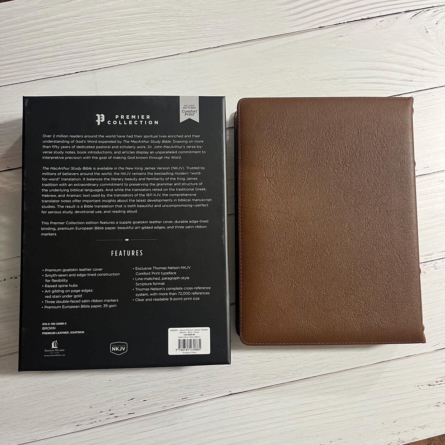 Personalized NKJV MacArthur Study Bible, Brown Premium Genuine Goatskin Leather, Premier Collection ISBN 9780785230885