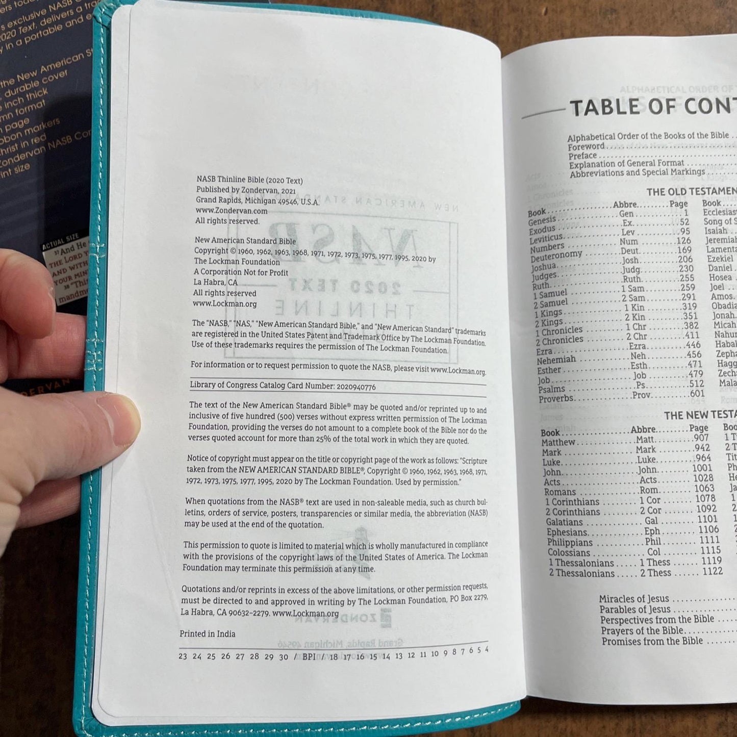 Personalized NASB Thinline Bible - Teal LeatherSoft, Custom Imprinted with a name, ISBN 9780310455622, NASB 2020 Text