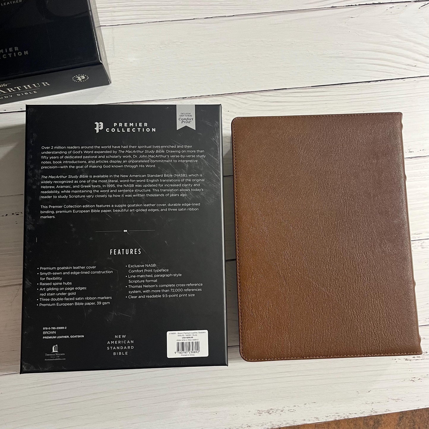 Personalized NASB MacArthur Study Bible, Brown Premium Genuine Goatskin Leather, Premier Collection, ISBN 9780785230892 NASB 1995