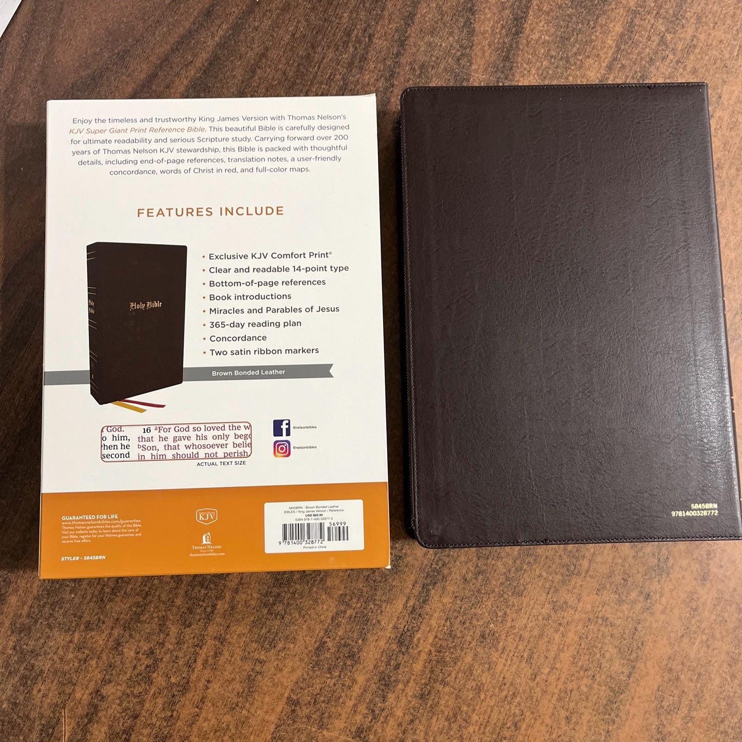 Personalized KJV Super Giant Print Reference Bible - Brown Bonded Leather ** Custom Imprinted with name 9781400328772