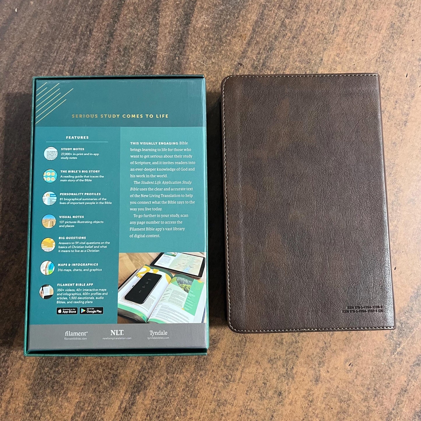 Personalized NLT Student Life Application Study Bible - Brown LeatherLike, ISBN 9781496489869 Teen bible personalized with embossed name