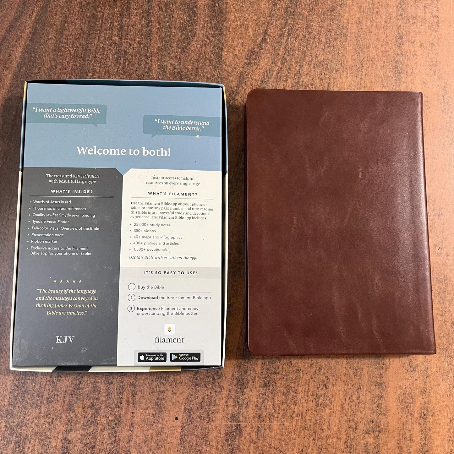Personalized KJV Large Print Thinline Reference Bible Thumb Indexed - Brown Genuine Leather Cover - Custom Imprinted with name 9781496447265