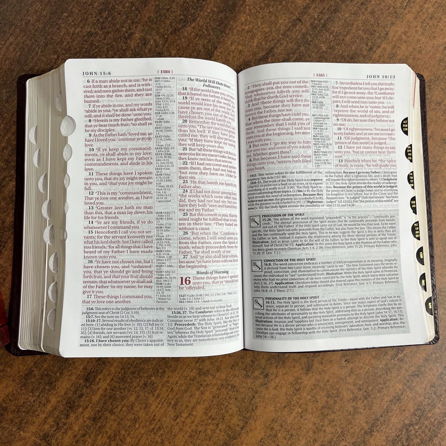 Personalized KJV Study Bible Thumb Indexed - Burgundy Bonded Leather- Custom Imprinted with a name - Large 11 pt print 9781401680367