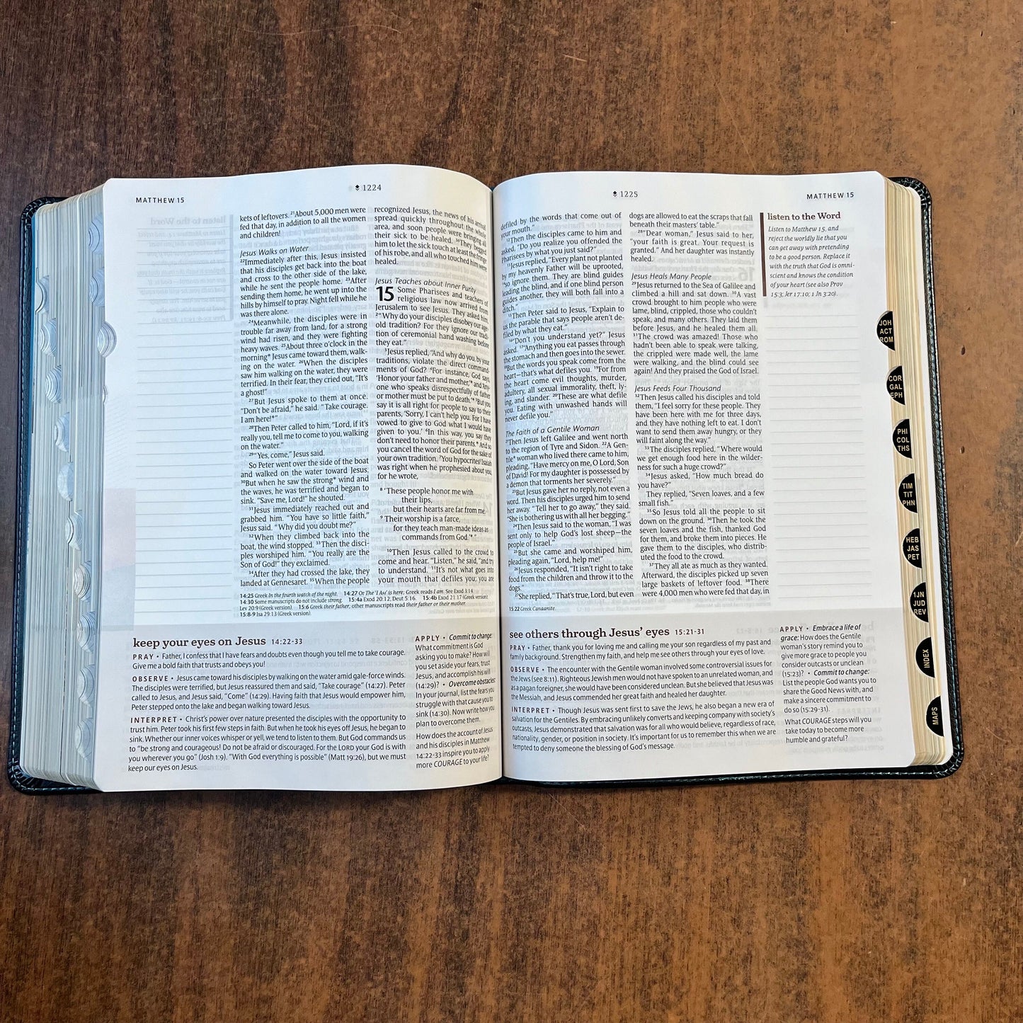Personalized NLT Courage for Life Study Bible for Men Thumb Indexed - Onyx Black LeatherLike - Custom Imprinted, journaling, 9781496475589