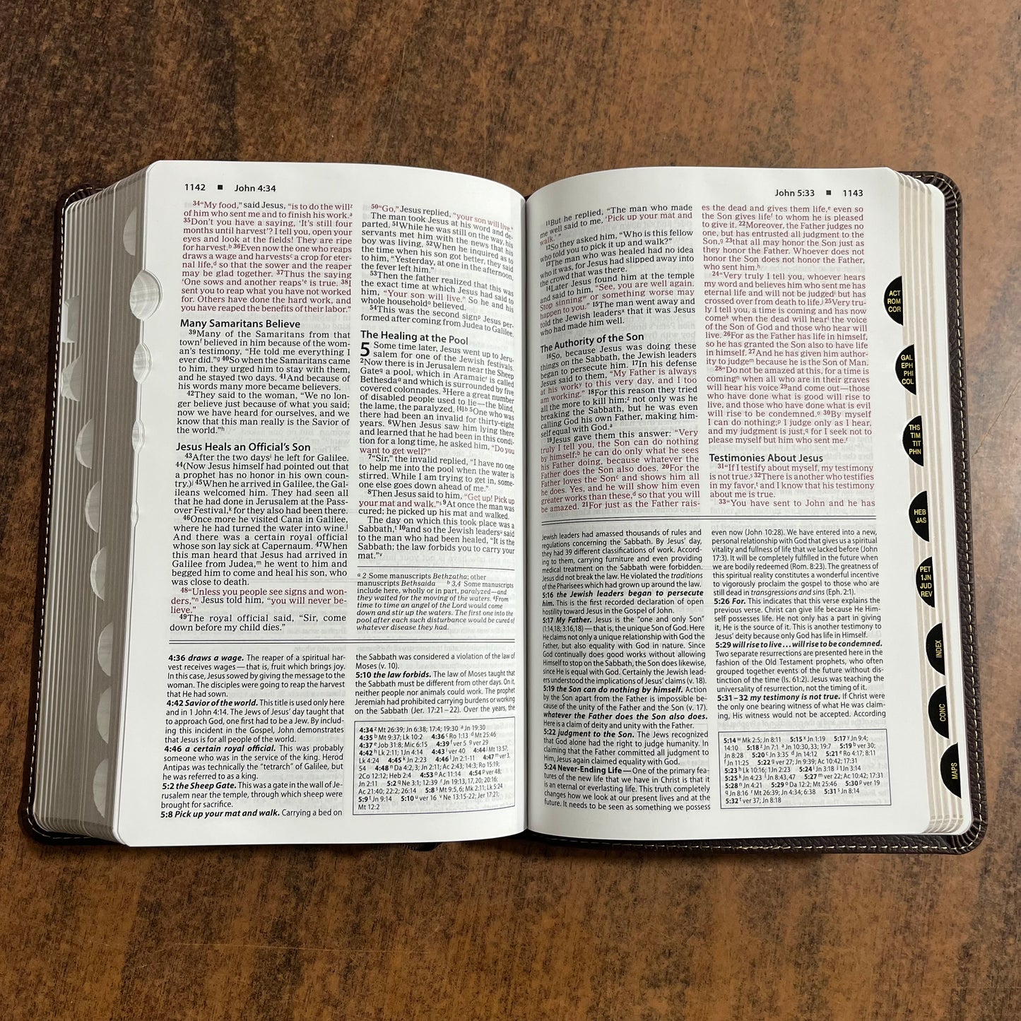 Personalized NIV Foundation Study Bible Thumb Indexed - Brown Leathersoft - Custom Imprinted with a name, ISBN 9780310443780