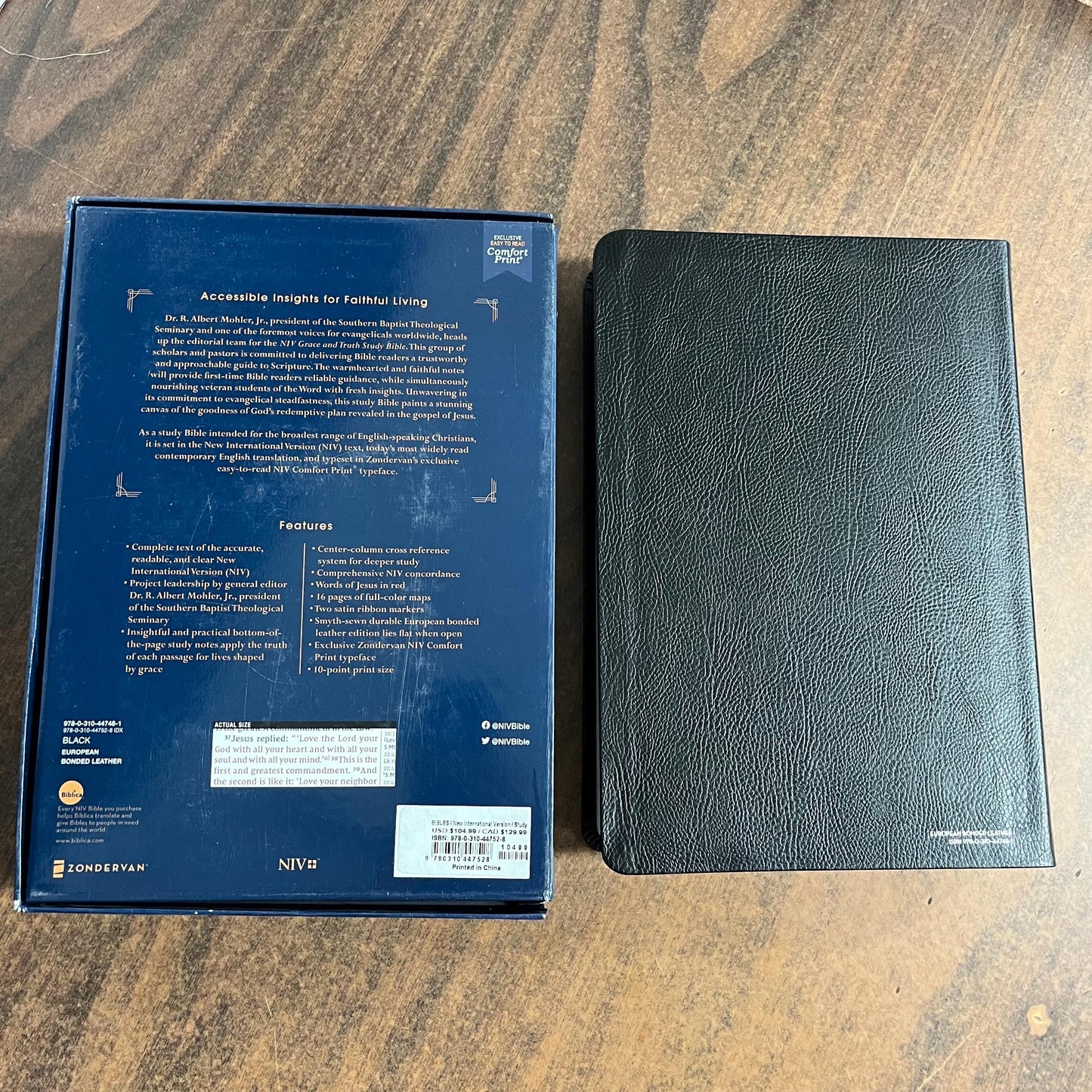 Personalized NIV Large Print Grace & Truth Study Bible Thumb Indexed - Black Bonded Leather, Custom Imprinted ISBN 9780310447528