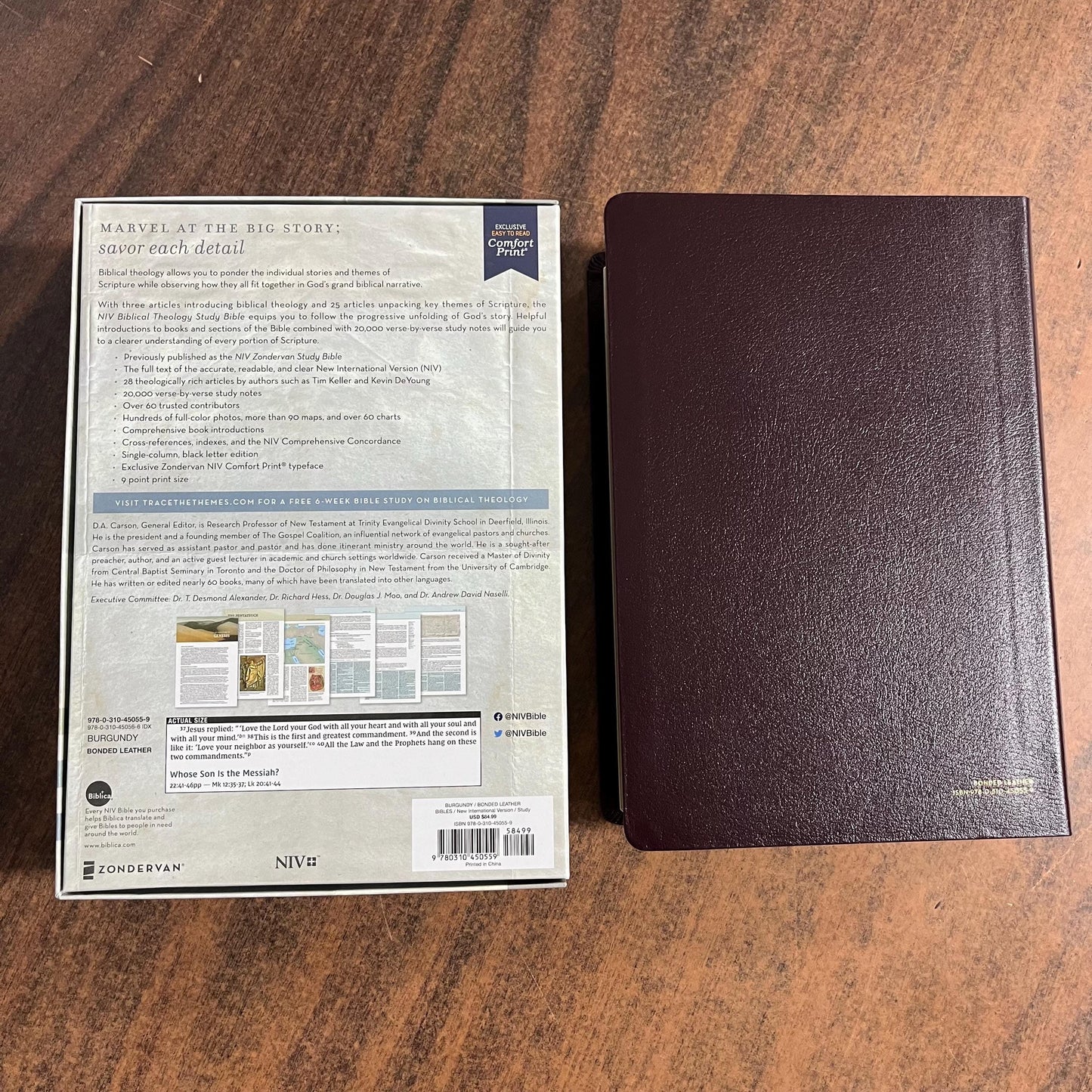 Personalized NIV Biblical Theology Study Bible - Burgundy Bonded Leather - Custom Imprinted with a name, D A Carson, ISBN 9780310450559