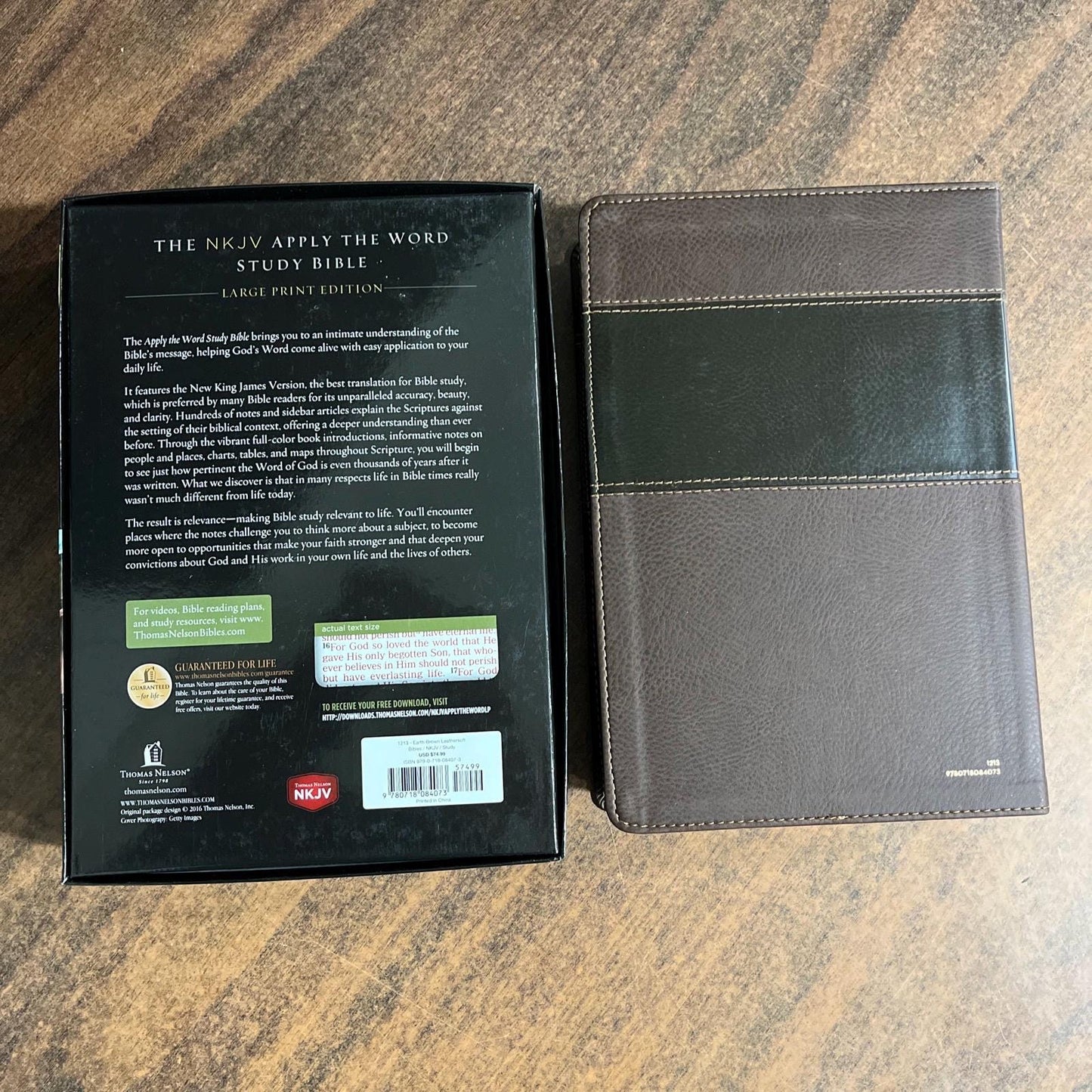 Personalized NKJV Apply the Word Study Bible Large Print - Earth Brown Leathersoft - Custom Imprinted with name 9780718084073