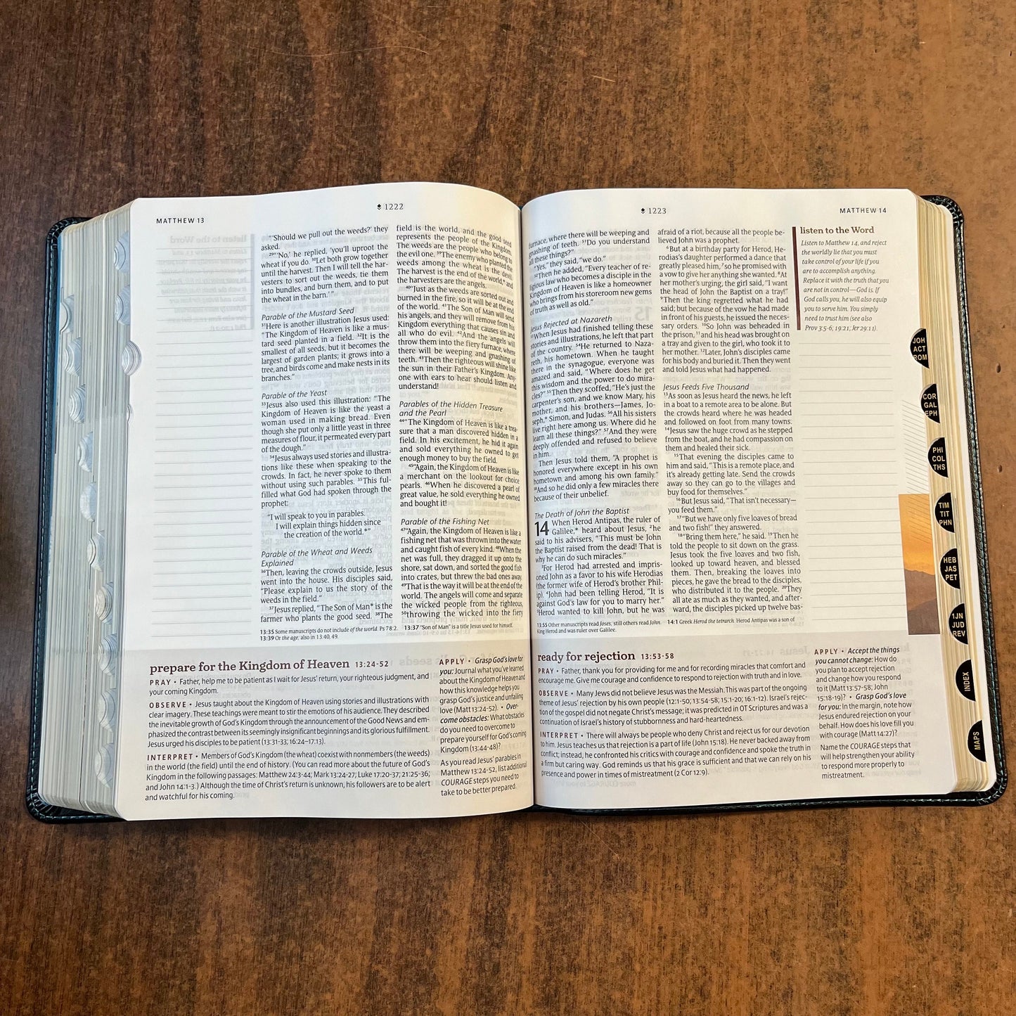 Personalized NLT Courage for Life Study Bible for Men Thumb Indexed - Onyx Black LeatherLike - Custom Imprinted, journaling, 9781496475589