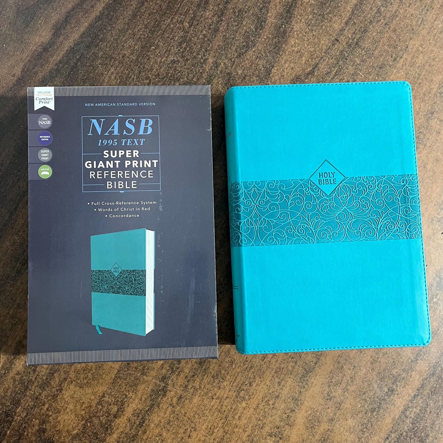 Personalized NASB Super Giant Print Reference Bible - Teal LeatherSoft, Custom Imprinted with name, NASB 1995 9780310454960