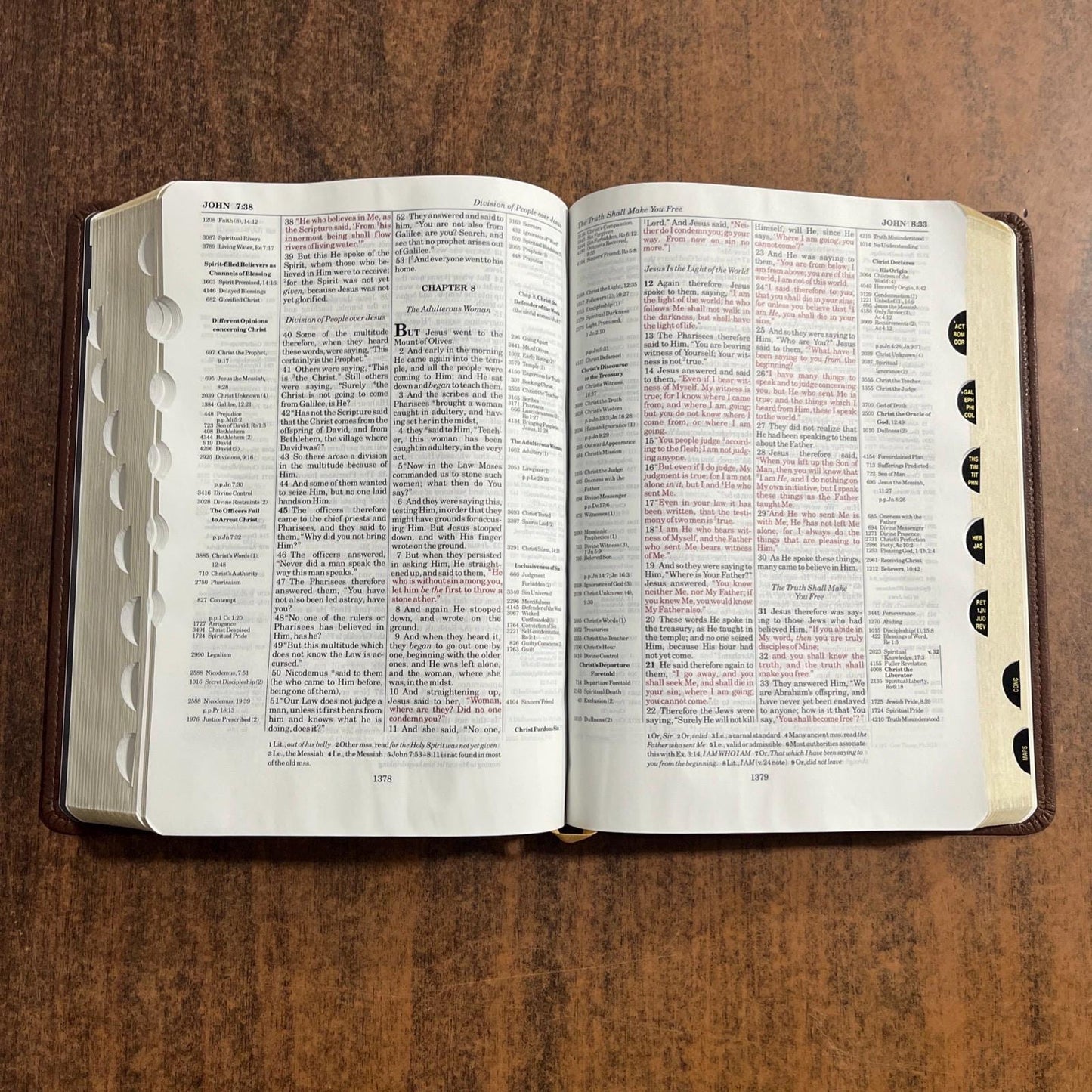 Personalized NASB Thompson Chain Reference Study Bible Thumb Indexed -Brown LeatherSoft, Custom Imprinted nasb 1977 Printed in United States