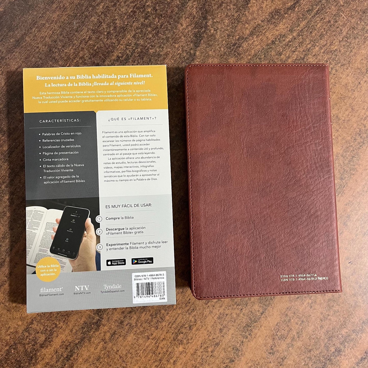 Personalized NTV Spanish Ultrafina Biblia Thumb Indexed - Brown Leatherlike - Santa Biblia Custom Imprinted with a name engraved, 9781496486783