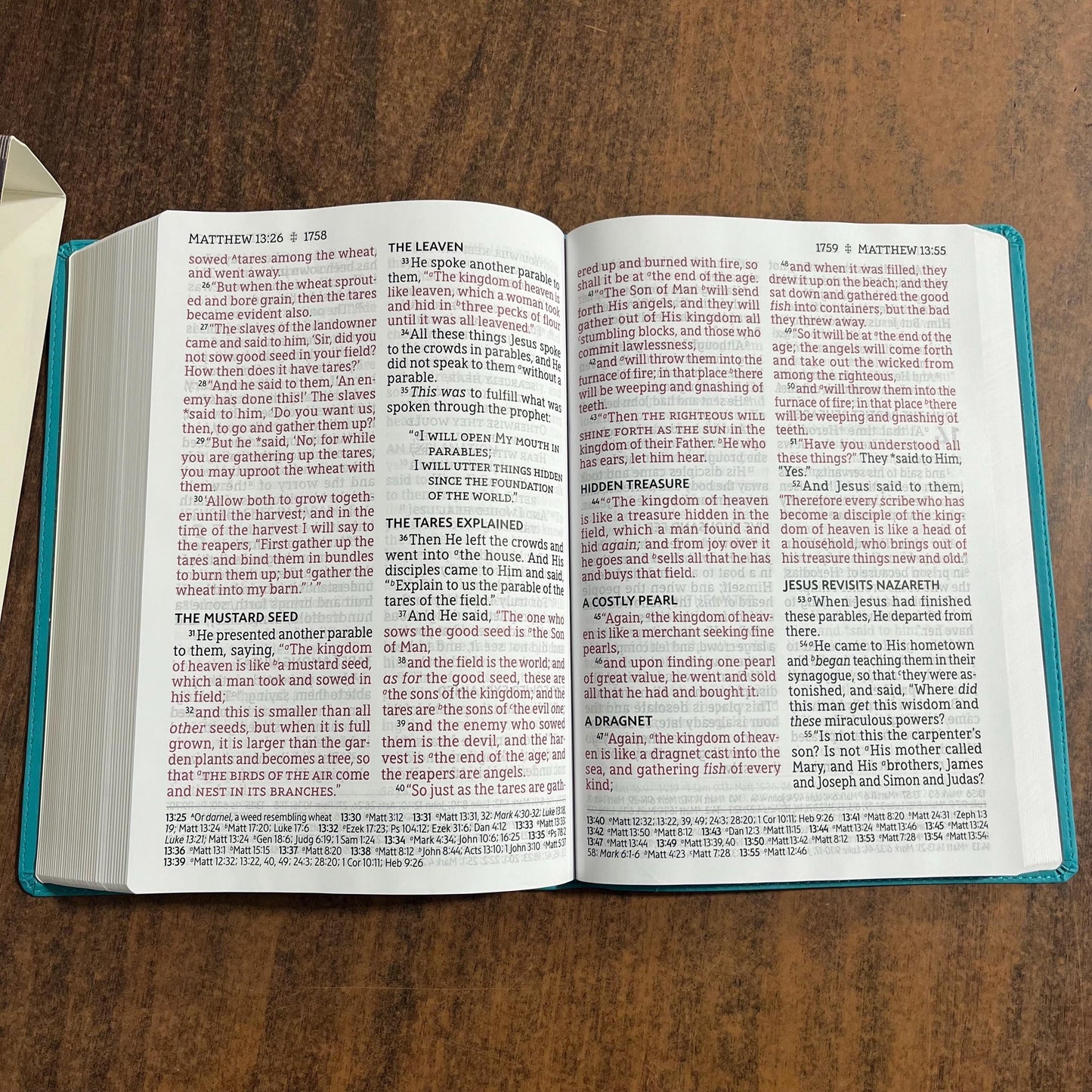 Personalized NASB Super Giant Print Reference Bible - Teal LeatherSoft, Custom Imprinted with name, NASB 1995 9780310454960