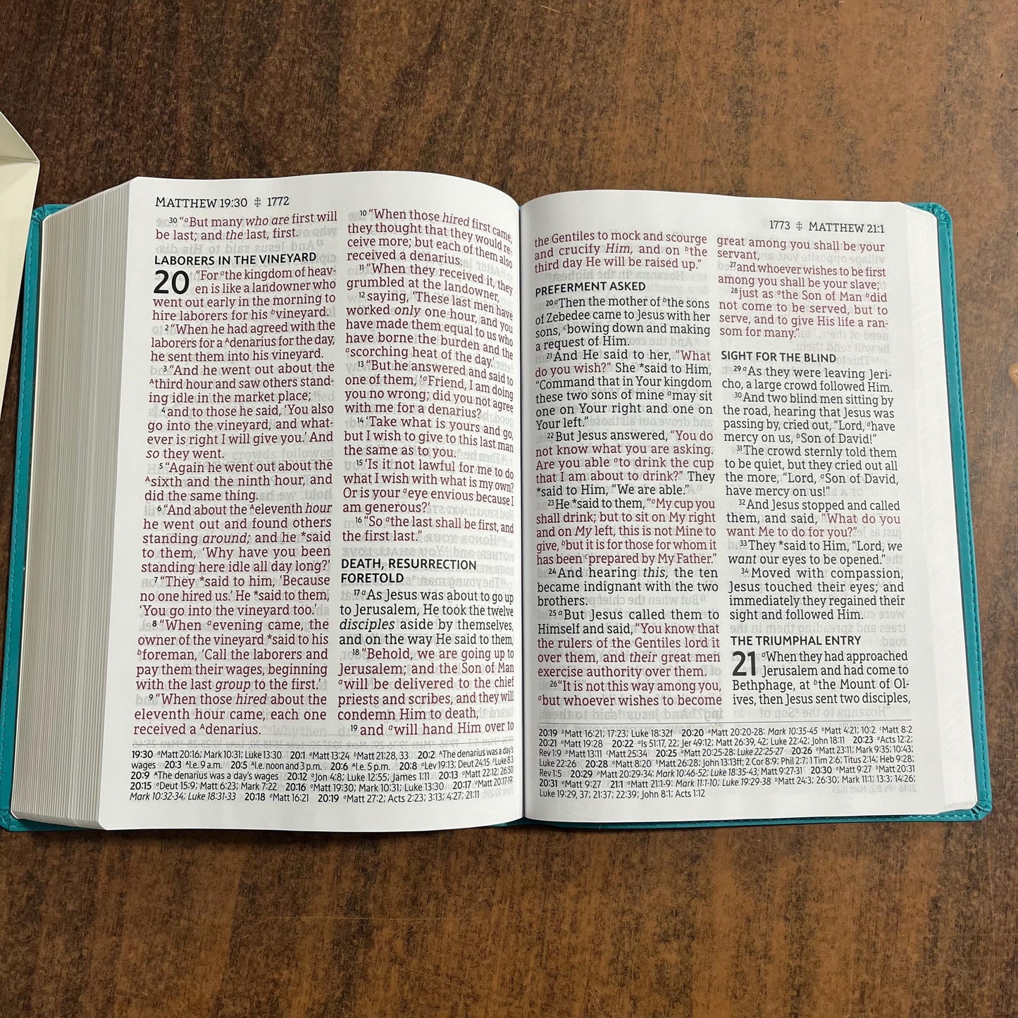 Personalized NASB Super Giant Print Reference Bible - Teal LeatherSoft, Custom Imprinted with name, NASB 1995 9780310454960