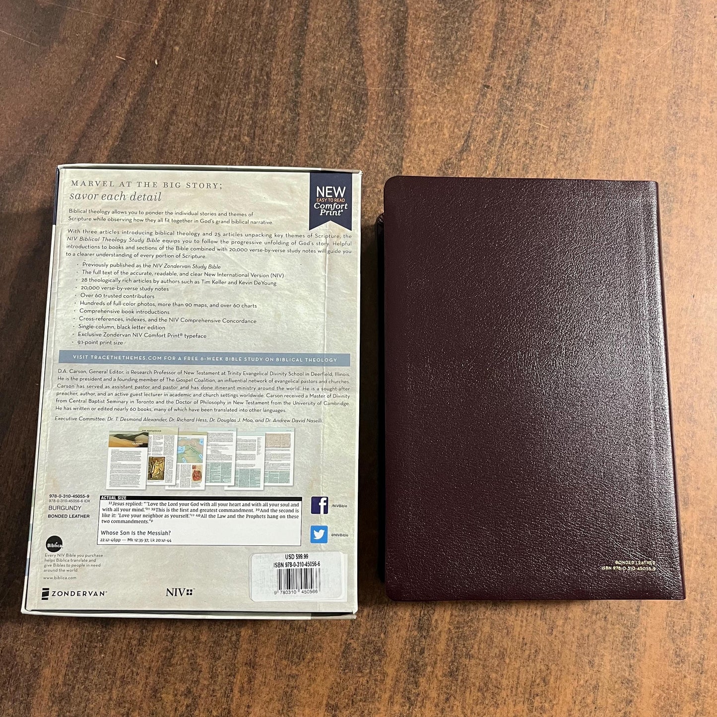 Personalized NIV Biblical Theology Study Bible Thumb Indexed - Burgundy Bonded Leather - Custom Imprinted with a name, ISBN 9780310450566