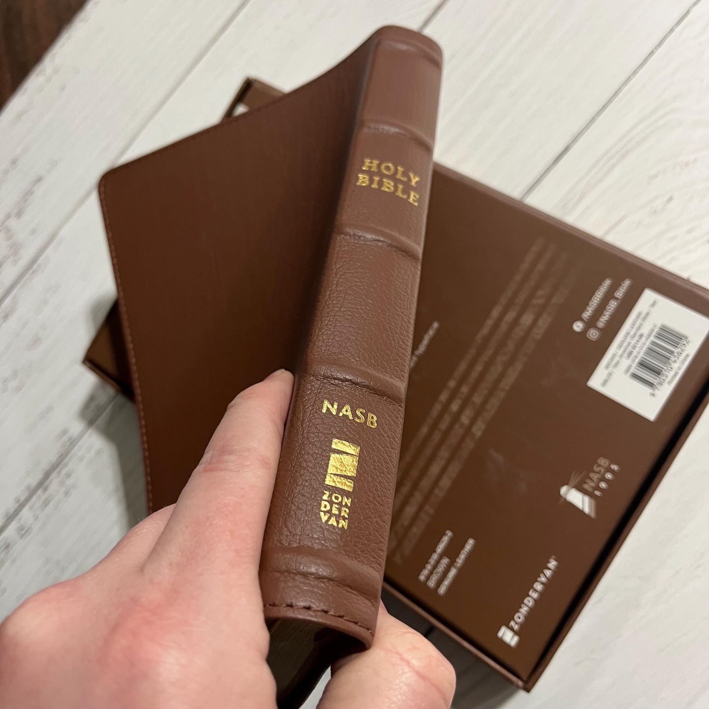 Personalized NASB Thinline Bible - Brown Genuine Buffalo Leather, Custom Imprinted with a name, NASB 1995, 9780310456292