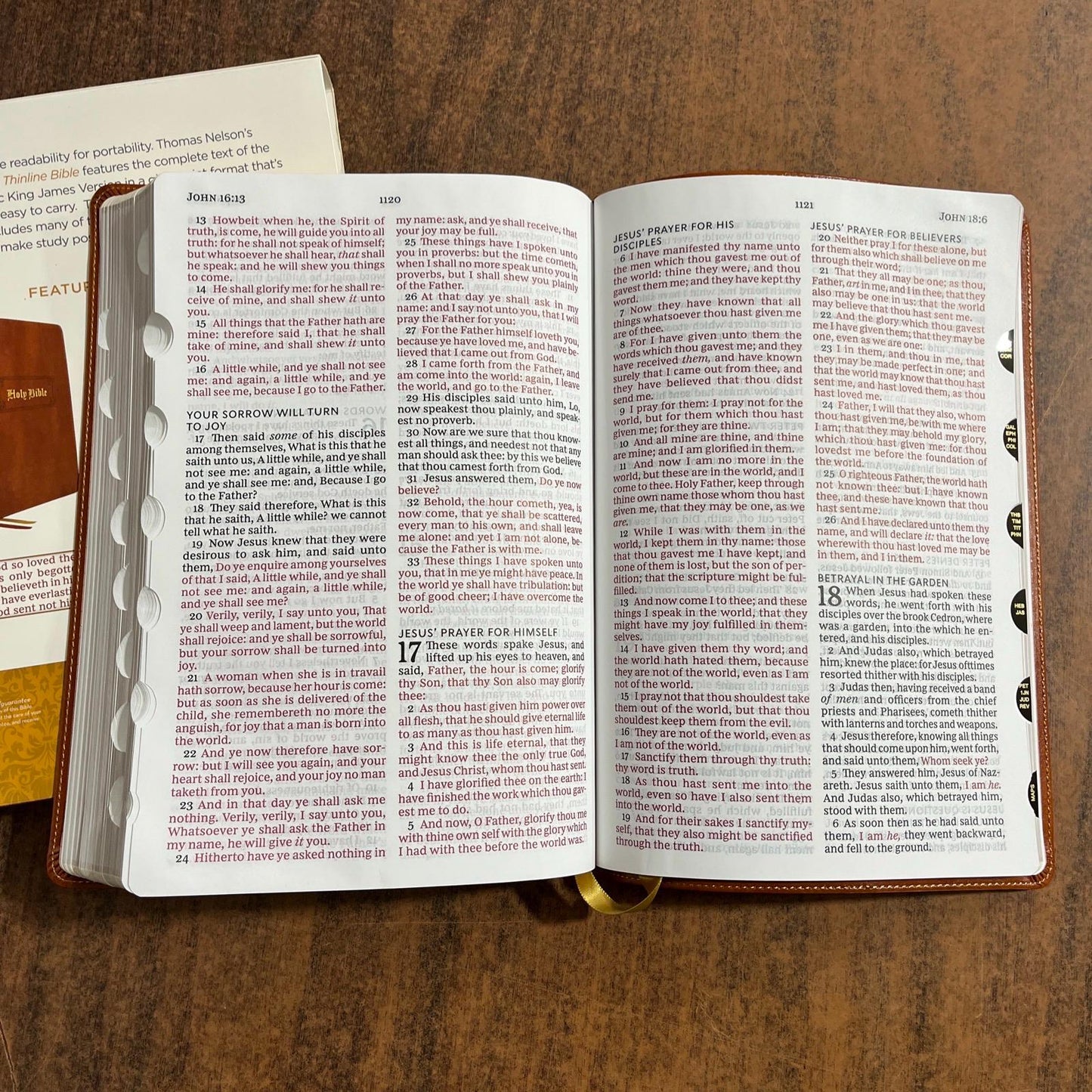 Personalized KJV Giant Print Thinline Bible Thumb Indexed - British Tan Vintage LeatherSoft, Custom Imprinted with name, 9781400332304