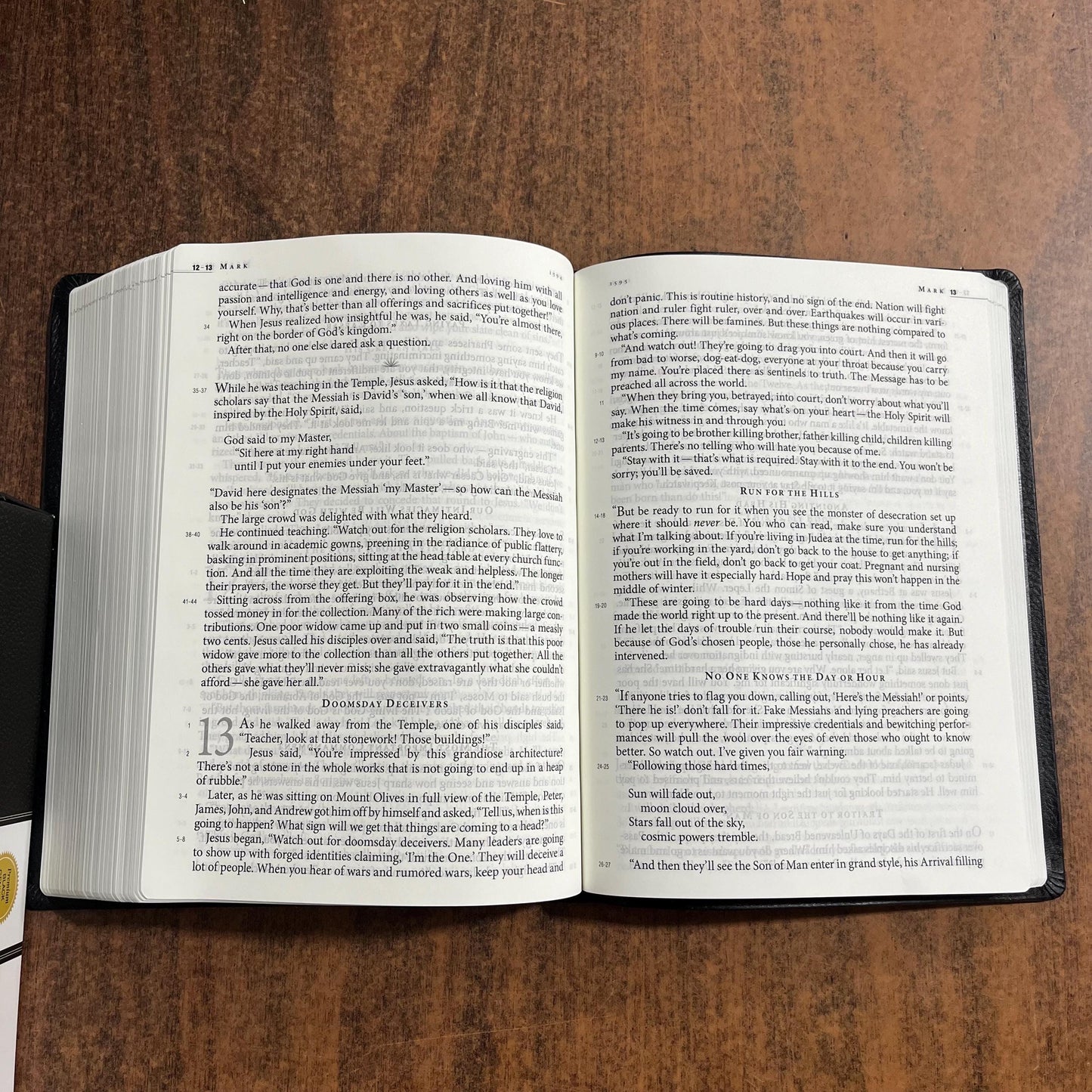Personalized 'The Message' Large Print Bible - Premium Black Genuine Leather, Custom Imprinted with name 9781617471681