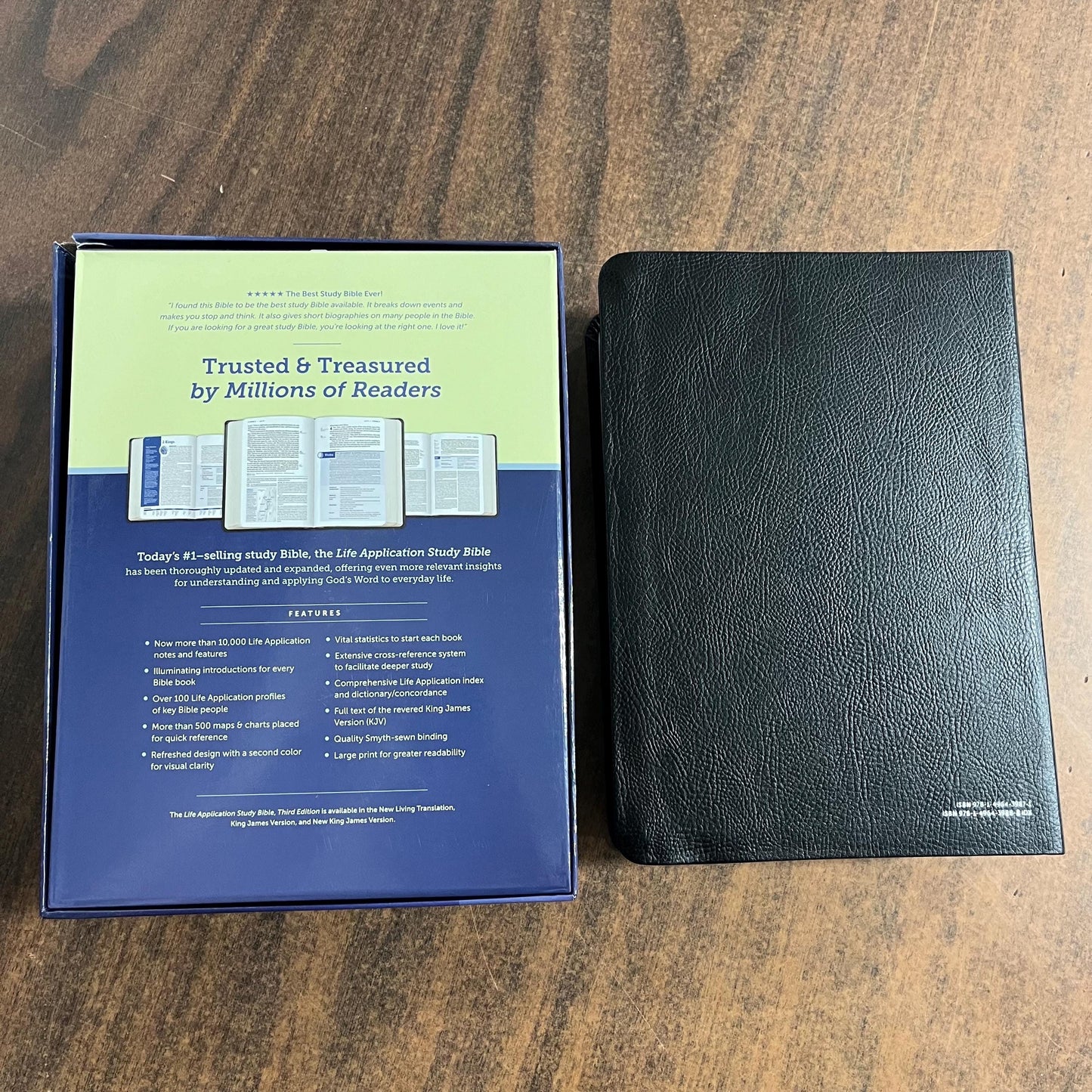 Personalized KJV Large Print Life Application Study Bible Thumb Indexed - Black Bonded Leather, Custom Imprinted with name 9781496439888