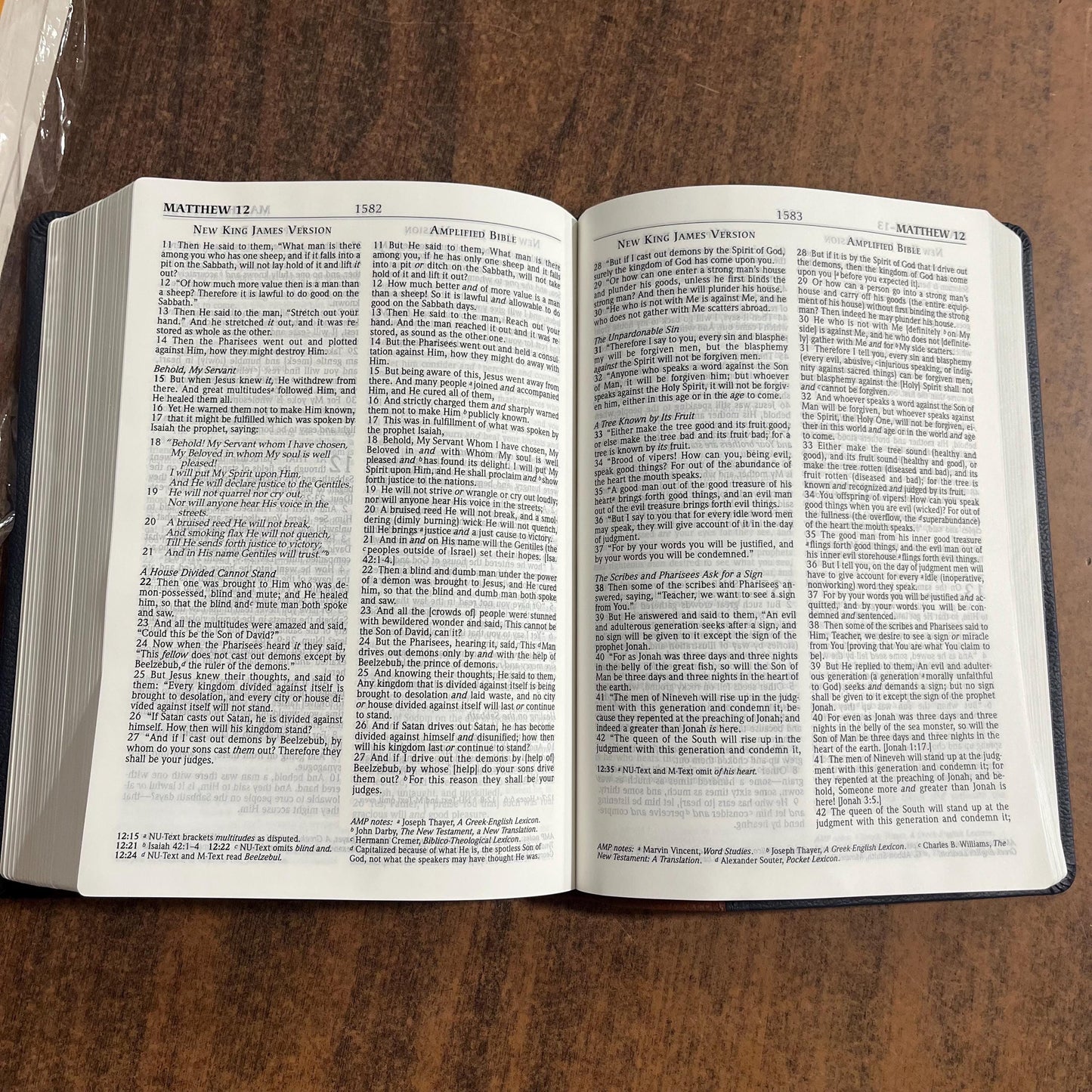 Personalized NKJV / Amplified 1987 Classic Parallel Bible Large Print - Blue Brown FlexiSoft - Custom Imprinted with name AMPC 9781683071518