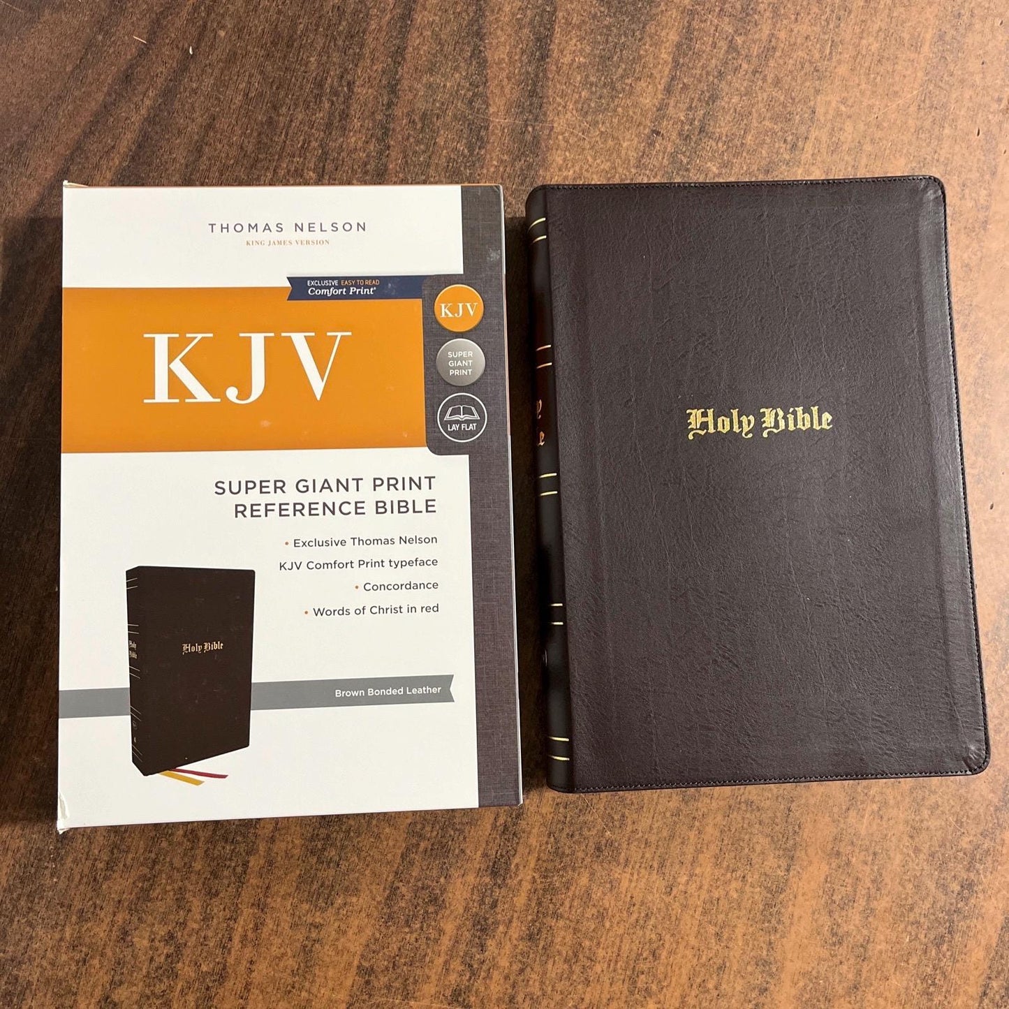 Personalized KJV Super Giant Print Reference Bible - Brown Bonded Leather ** Custom Imprinted with name 9781400328772