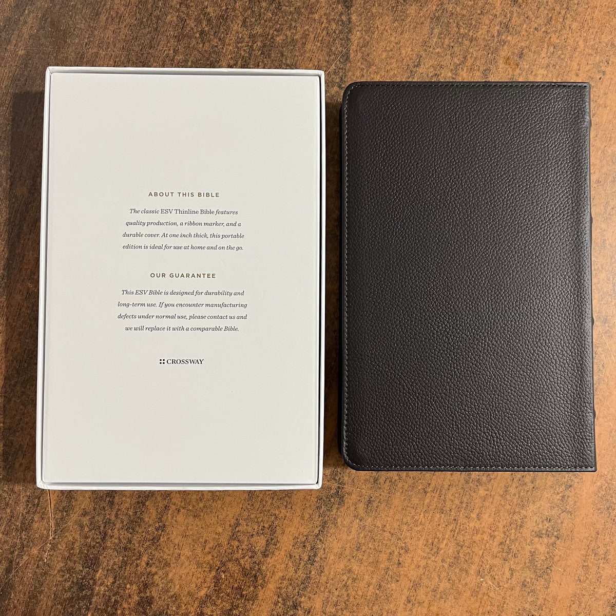 Personalized ESV Thinline Bible - Deep Brown Buffalo Genuine Leather, Custom Imprinted, ISBN 9798874903640