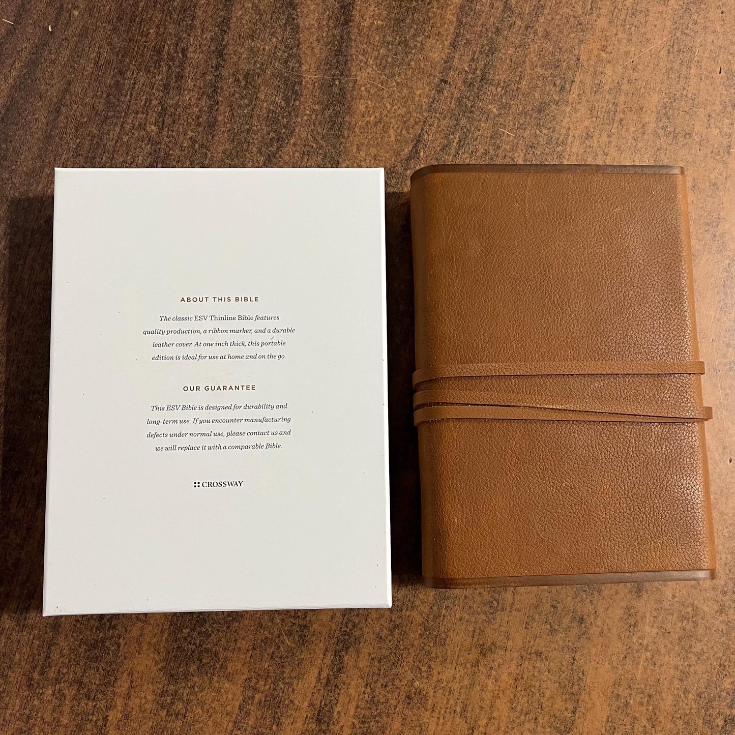 Personalized ESV Thinline Bible - Brown Natural Genuine Leather with Flap Custom Imprinted, ISBN 9798874903596 16spaces