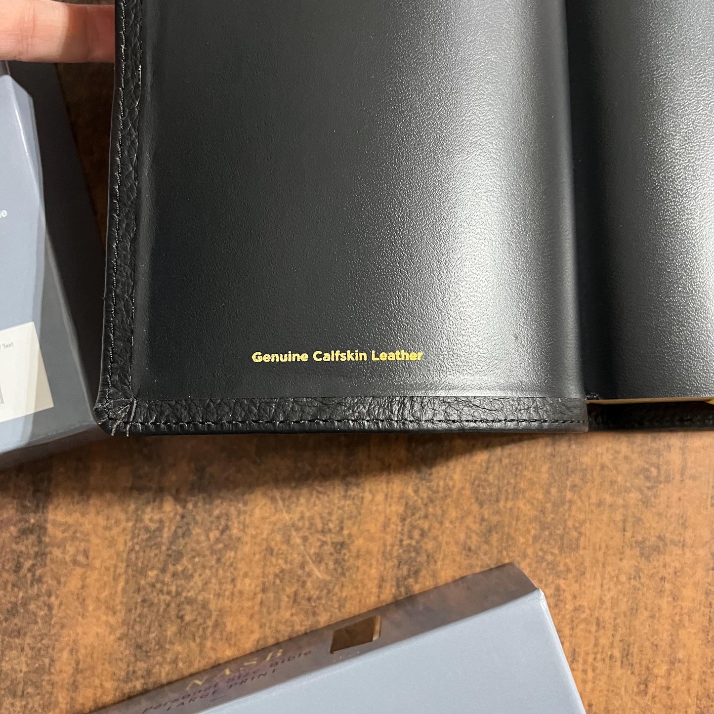 Personalized NASB Large Print Personal Size Bible Thumb Indexed - Black Genuine Calfskin Leather- Custom Imprinted, nasb 1995, 9780310465997