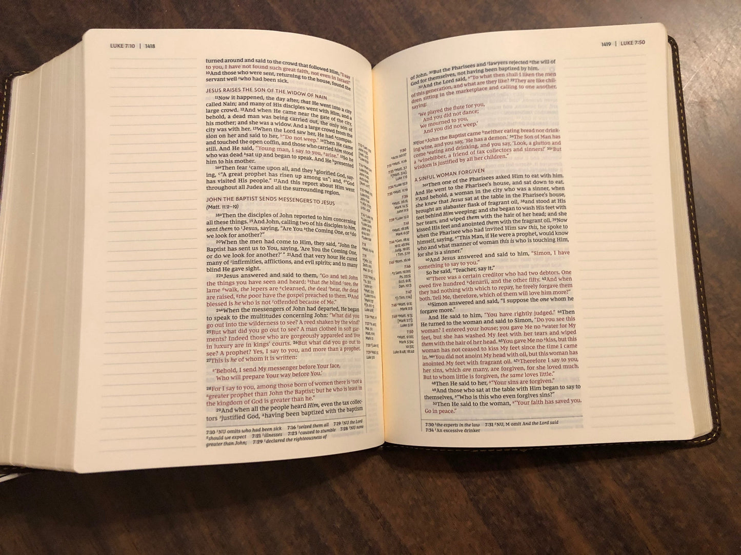 Personalized NKJV Journal the Word Reference Bible - Mahogany Brown LeatherSoft Cover - Custom Imprinted with name, 9780785220251