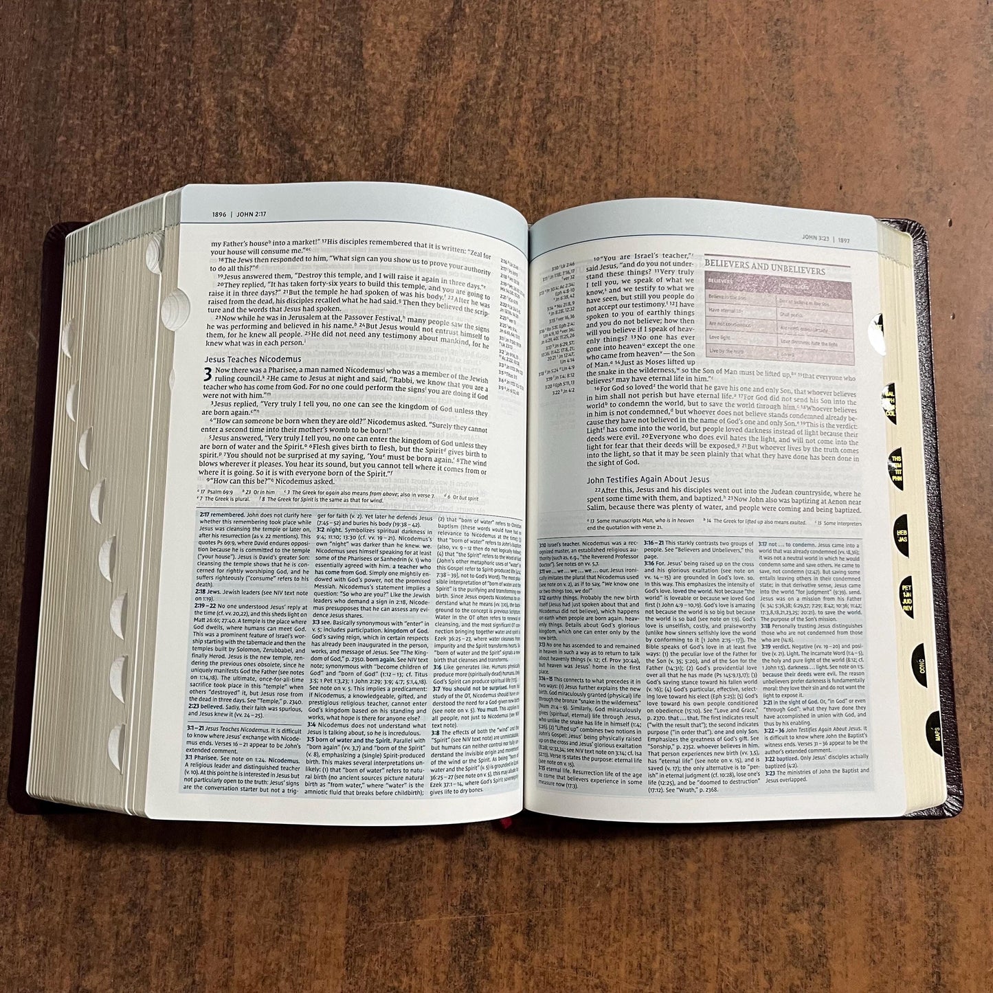 Personalized NIV Biblical Theology Study Bible Thumb Indexed - Burgundy Bonded Leather - Custom Imprinted with a name, ISBN 9780310450566