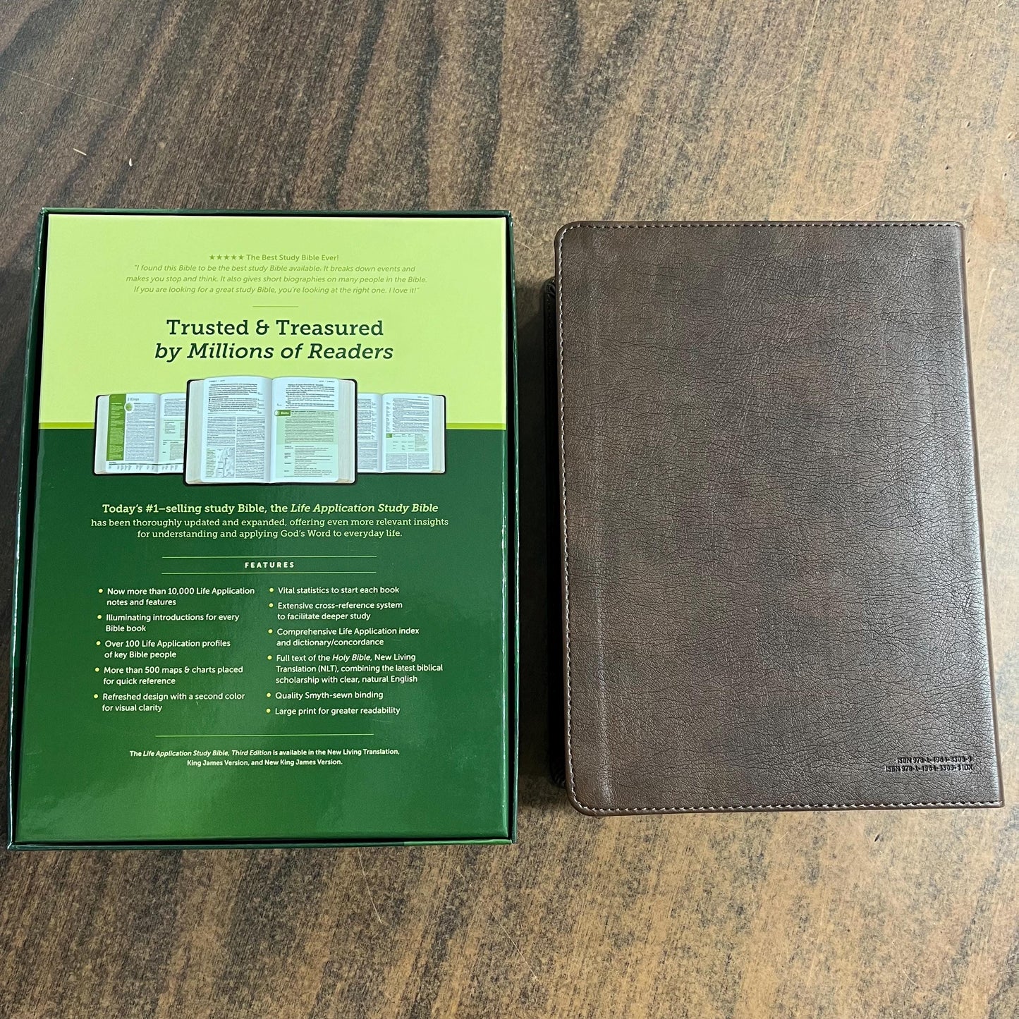 Personalized NLT Large Print Life Application Study Bible Thumb Indexed - Rustic Brown LeatherLike -Custom Imprinted with name engraved Tabs 9781496483096