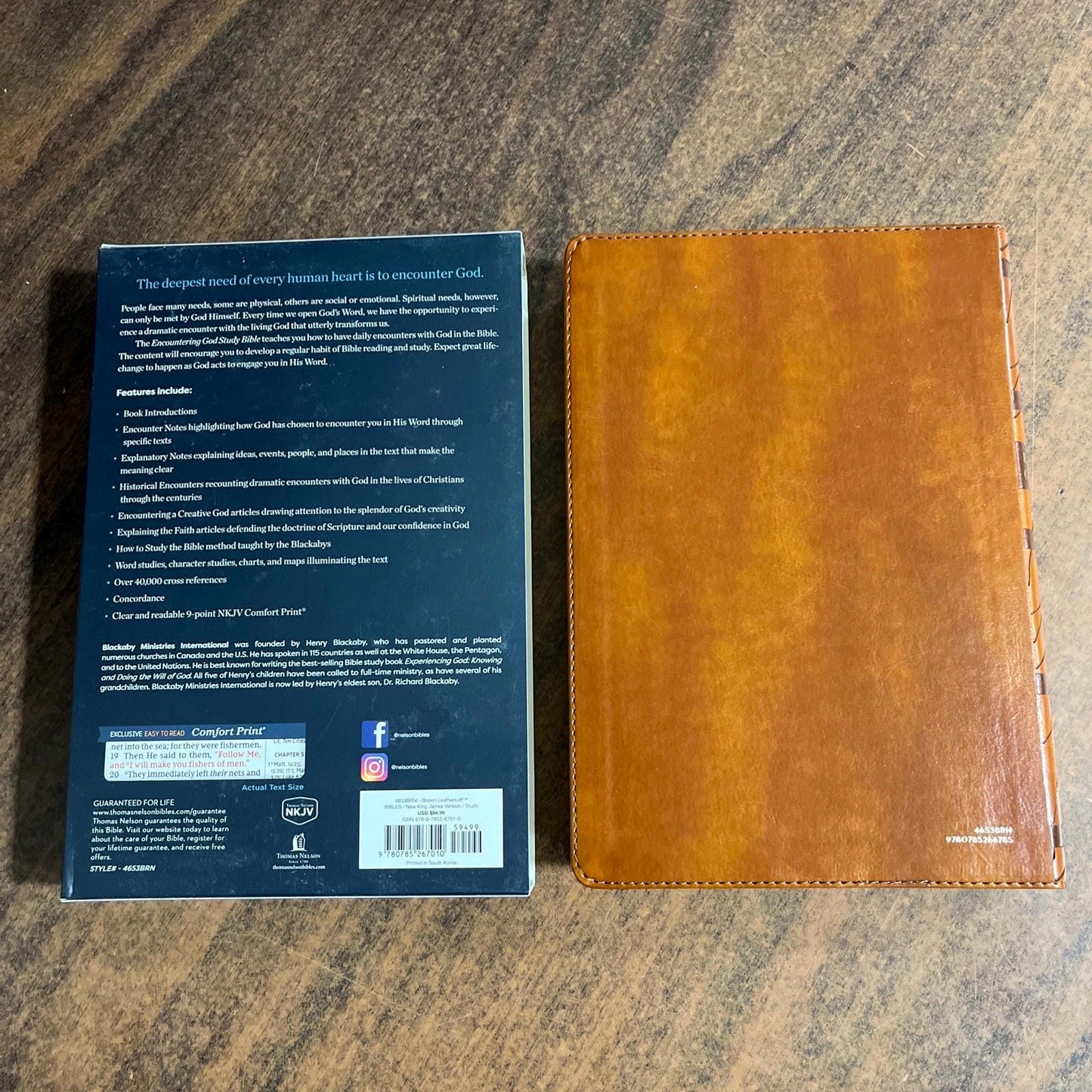 Personalized NKJV Encountering God Study Bible Thumb Indexed - Blackaby - Brown LeatherSoft Cover Custom Imprinted with name - 16spaces 9780785267010