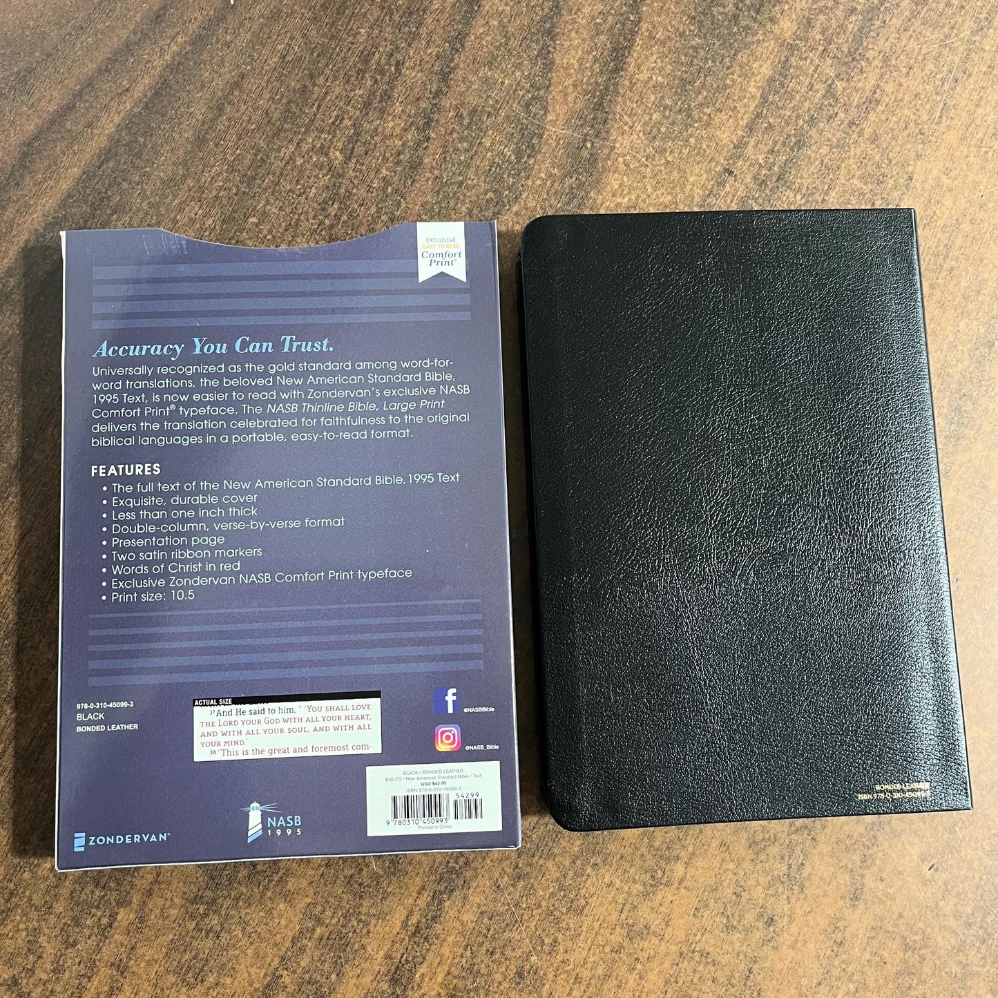 Personalized NASB Large Print Thinline Bible - Black Bonded Leather - Custom Imprinted bible, nasb 1995, 9780310450993