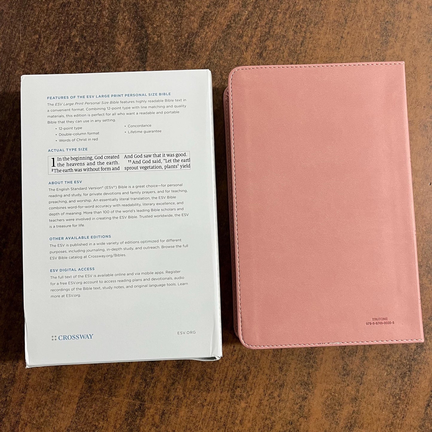 Personalized ESV Large Print Personal Size Bible - Blush Rose (Pink) TruTone - Custom Imprinted with name on cover, ISBN 9798874900205